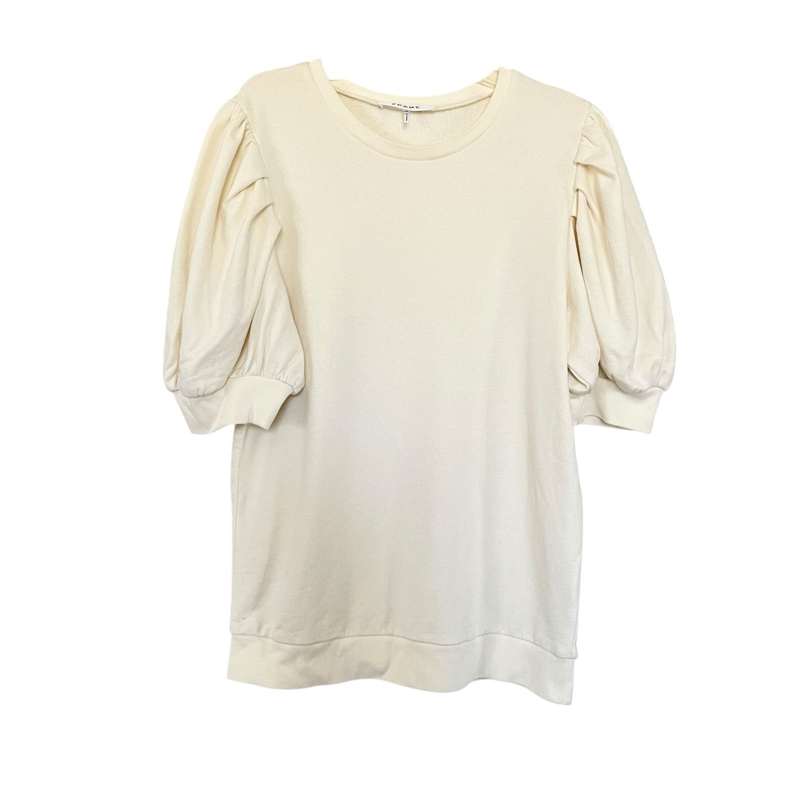 Frame Frame Cream Puffed Short Sleeve Crewneck Sweatshirt Size L / US 10 / IT 46 - 1 Thumbnail