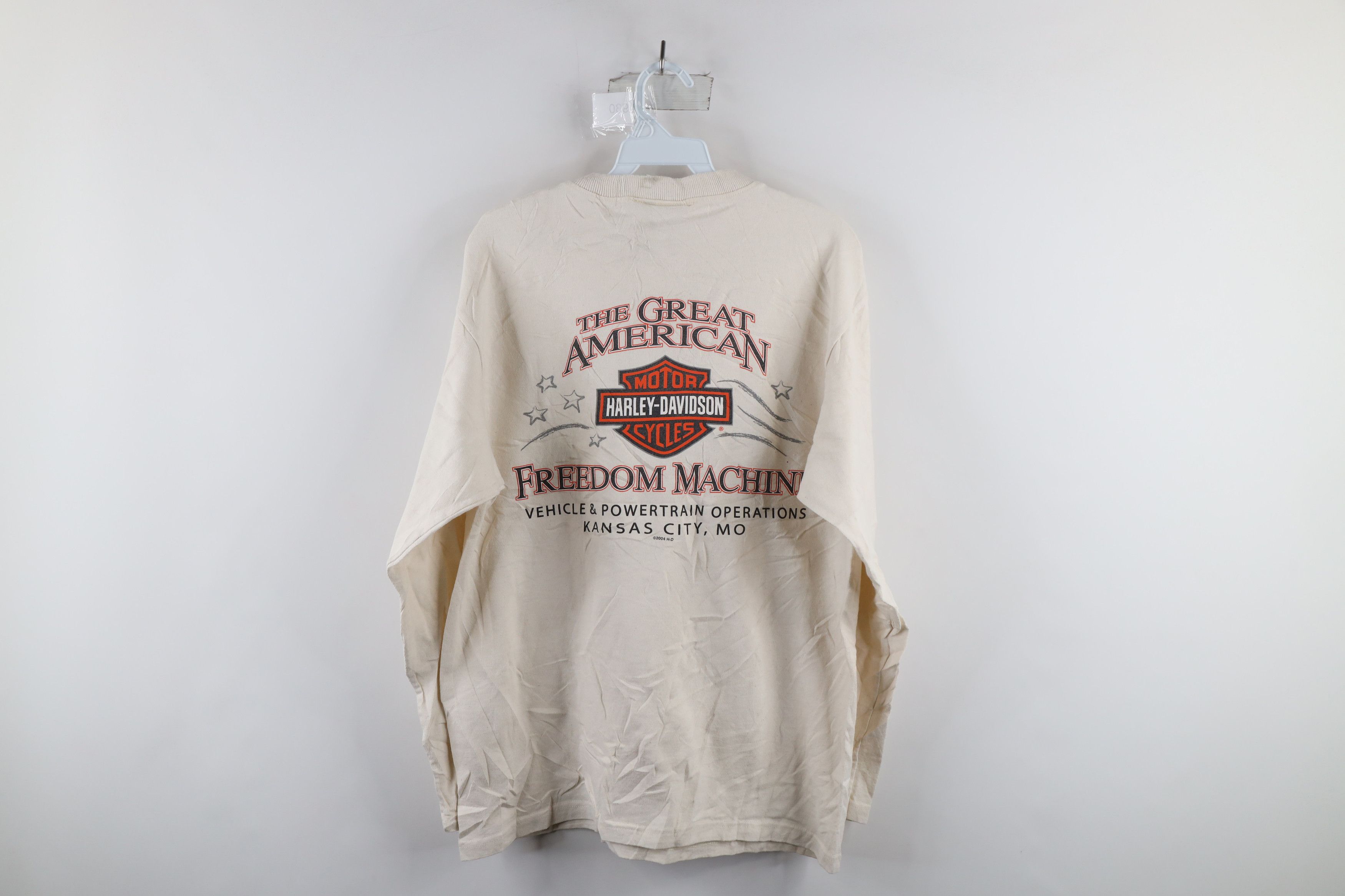 Harley Davidson Vintage Y2K 2004 Harley Davidson Tour Ribbed Knit T-Shirt Size US M / EU 48-50 / 2 - 11 Thumbnail