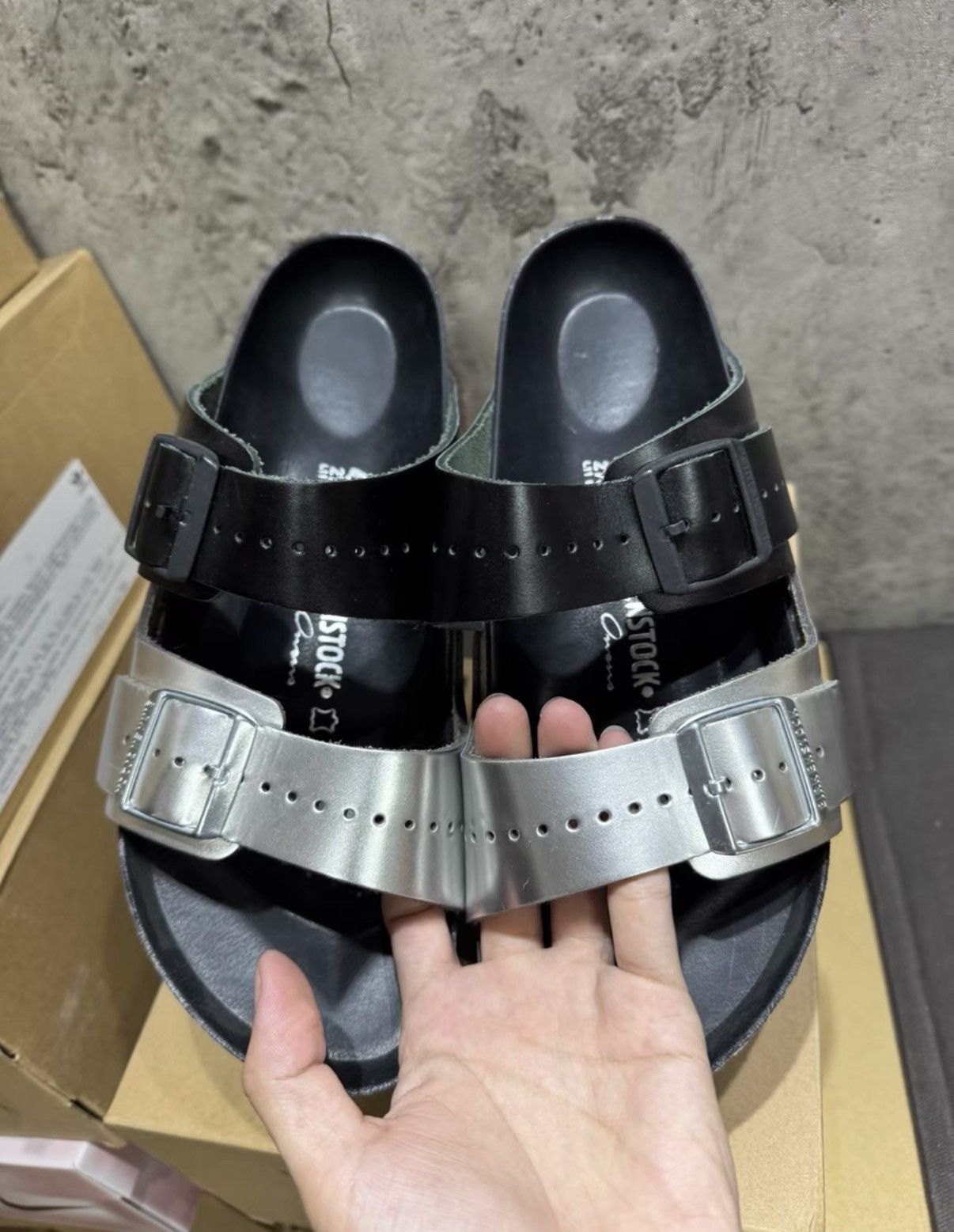 Rick Owens Rick Owens Black Silver Patent Cork Footbed Sandals K37 Size US 8.5 / EU 41-42 - 9 Thumbnail