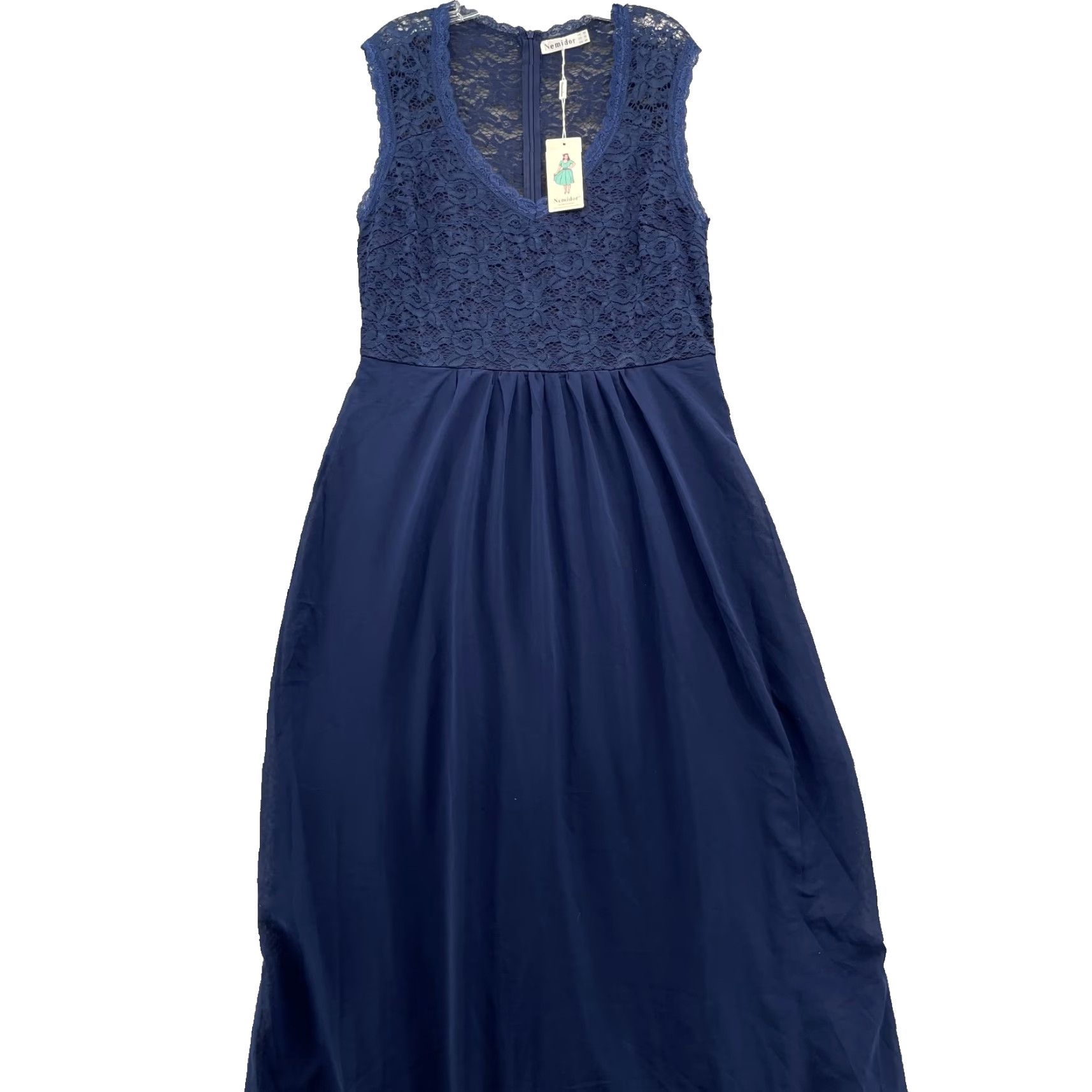 Vintage Nemidor Maxi Dress Women's Curvy 16 Navy Lace Cocktail Party Evening Bridesmaid Dress Size XXL / US 16-18 / IT 52-54 - 2 Thumbnail