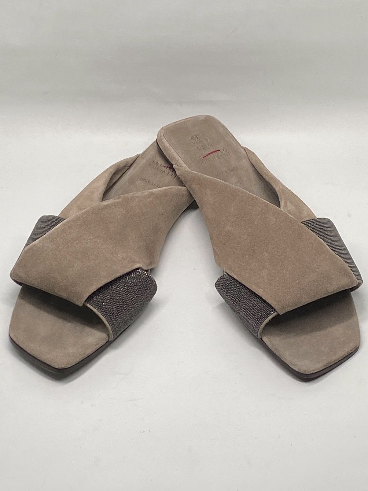 Brunello Cucinelli Brunello Cucinelli Monili-Embroidered Suede Slides size 41 Size US 11 / IT 41 - 1 Thumbnail