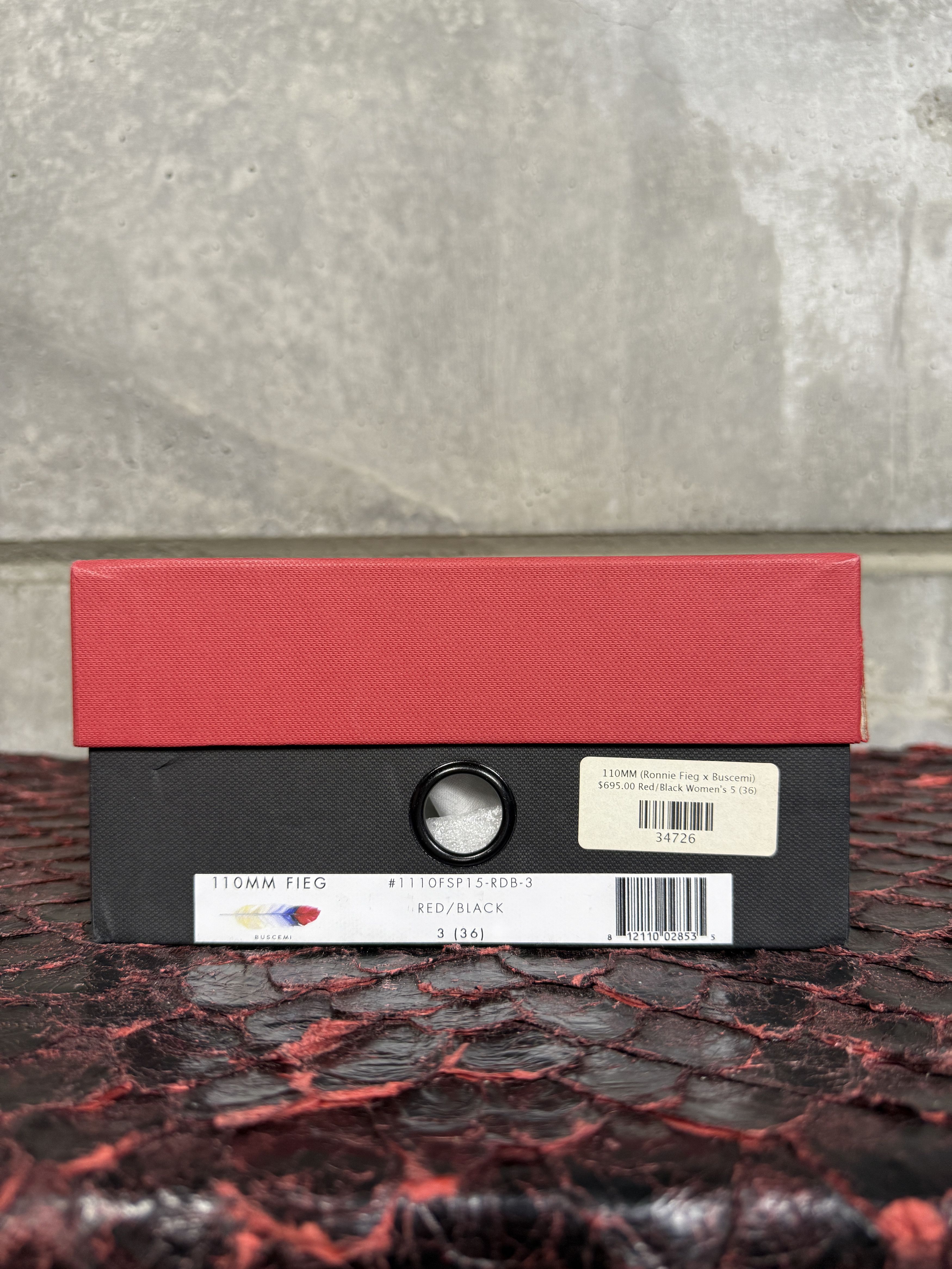 Buscemi $695 Buscemi 110MM FIEG Black & Red Size US 6 / IT 36 - 9 Thumbnail