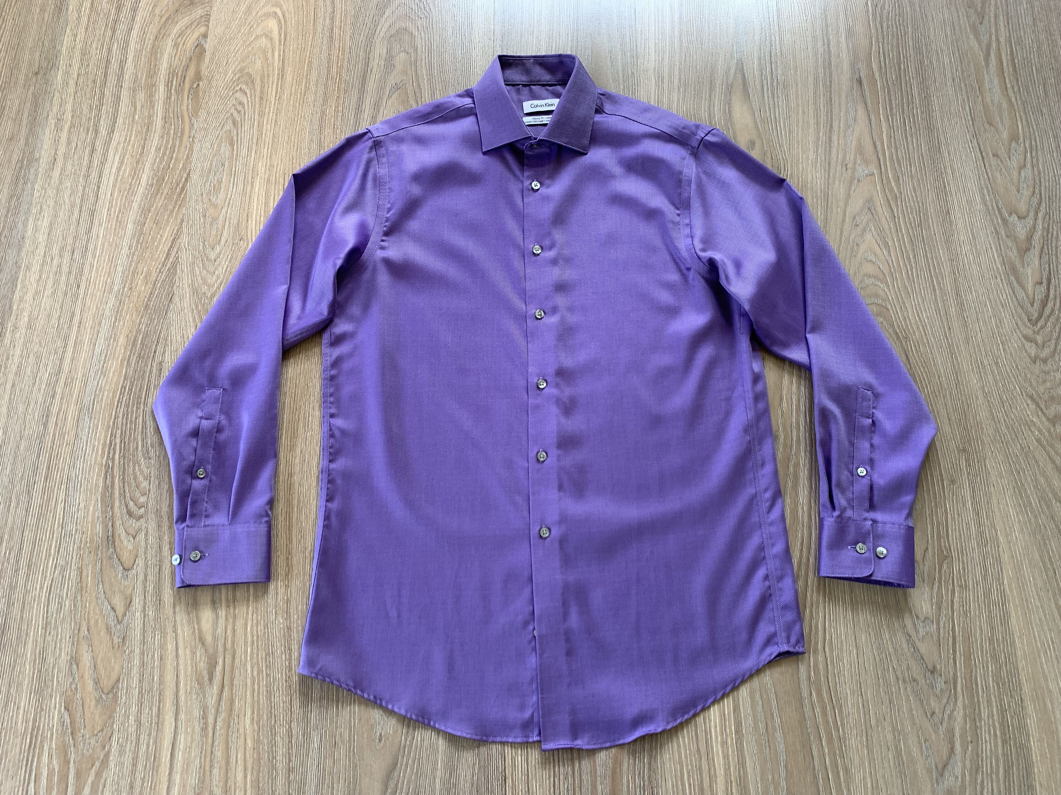 Calvin Klein × Vintage Vintage Calvin Klein Purple Classic Fit Shirt Size US M / EU 48-50 / 2 - 2 Thumbnail