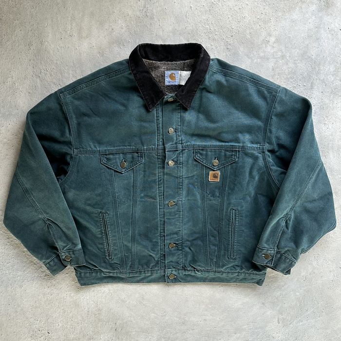 Vintage Very Rare!!! Beautiful Carhartt Trucker Jacket J10 HTG | Grailed