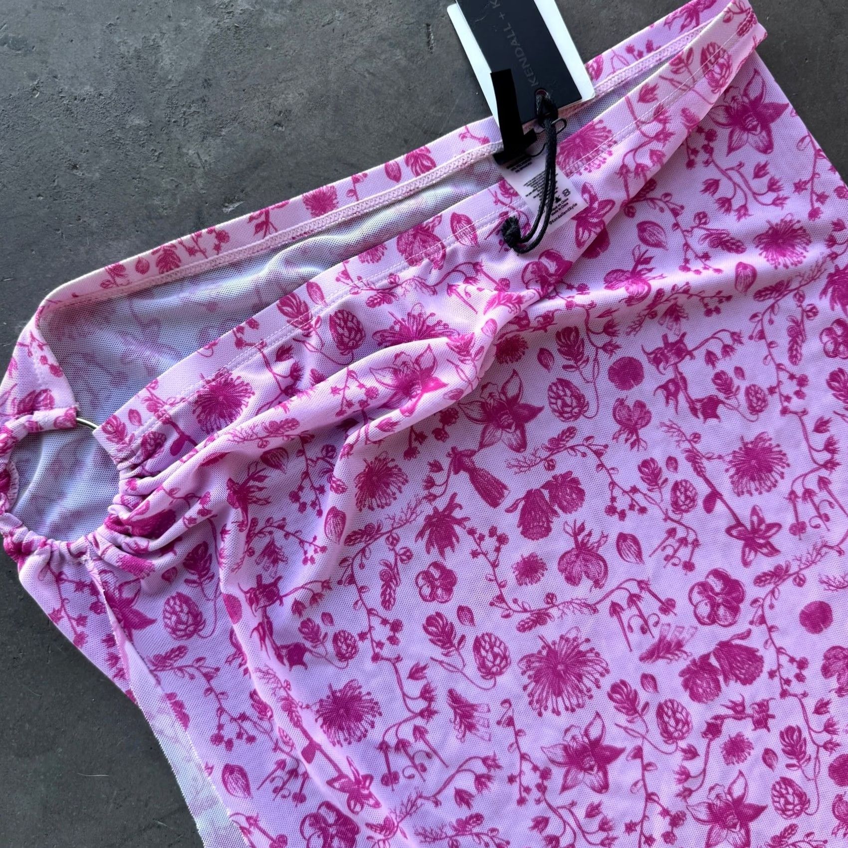Vintage VINTAGE Kendall + Kylie Floral Mix Side Slit Pink Sarong Swim Skirt M Womens Size 32" / US 10 / IT 46 - 4 Thumbnail