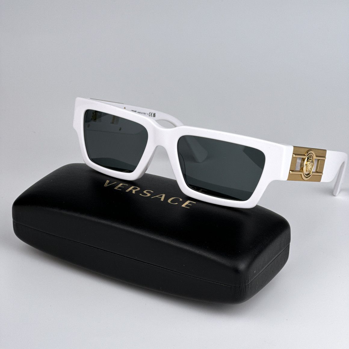 image of New Versace Ve4459 Medusa Deco 314/87 Unisex Sunglasses in White/Grey, Women's