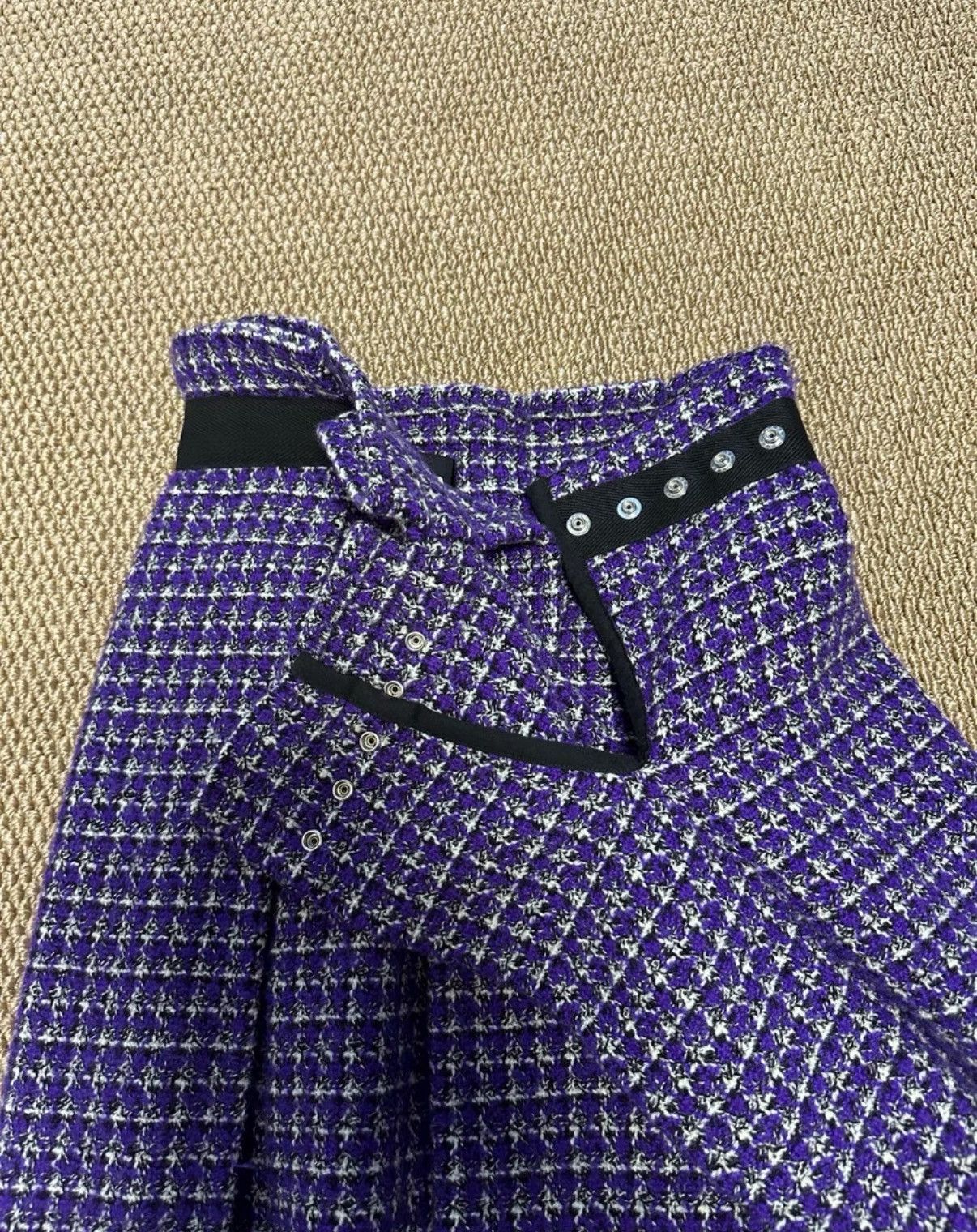 Comme des Garcons COMME des GARÇONS Purple Tweed Plaid Skirt K23 Size 26" / US 2 / IT 38 - 2 Thumbnail