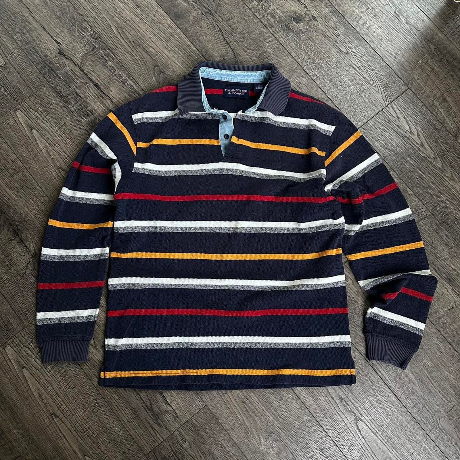 Vintage Vintage 00s Striped Polo Rugby Cotton Longsleeve Shirt Size US M / EU 48-50 / 2 - 1 Thumbnail