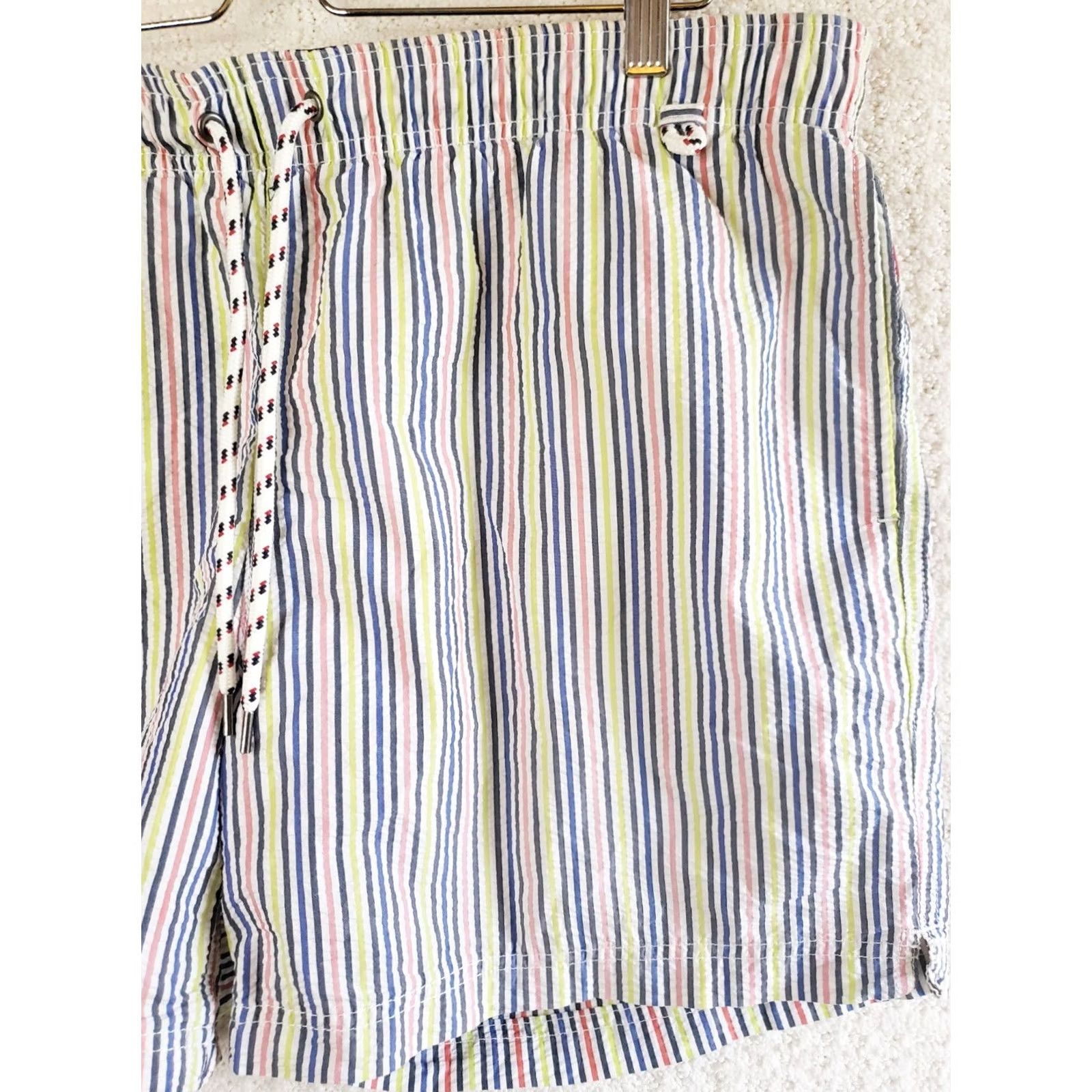 Lands' End Lands' End Men's Swim Trunks Board Shorts Blue Striped Lined L 36-38 Multicolor Beach Classic Mens Size US 33 - 3 Thumbnail