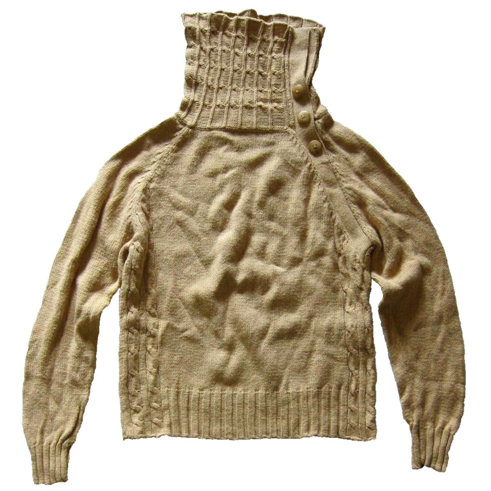 Vintage Woolrich Sweater Women Small Camel Turtle Neck Cable Knit Long Sleeve Pullover Size S / US 4 / IT 40 - 2 Thumbnail