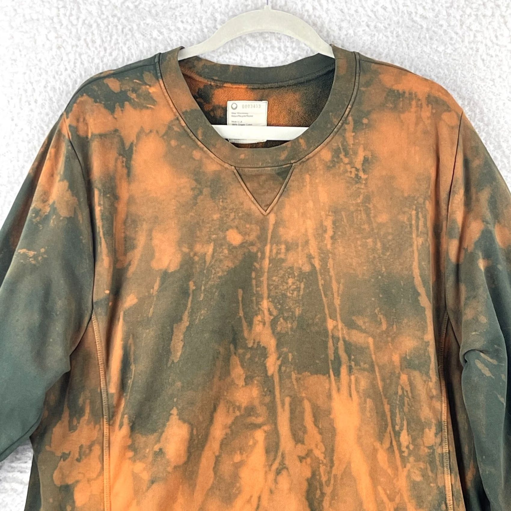 Vintage For Days Green Pullover Sweater Womens XL Crew Neck Long Sleeve Orange Tie-Dye Knit Pullover Size XL / US 12-14 / IT 48-50 - 2 Thumbnail