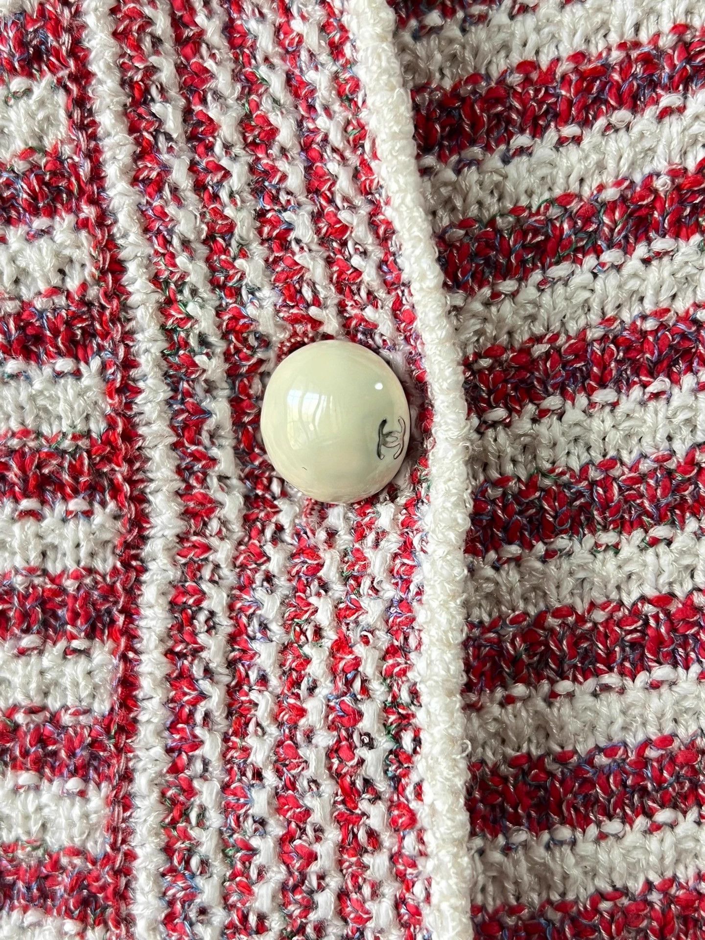 Chanel Chanel Red & White Stripe Crewneck Cardigan 36 Size XS / US 0-2 / IT 36-38 - 7 Thumbnail