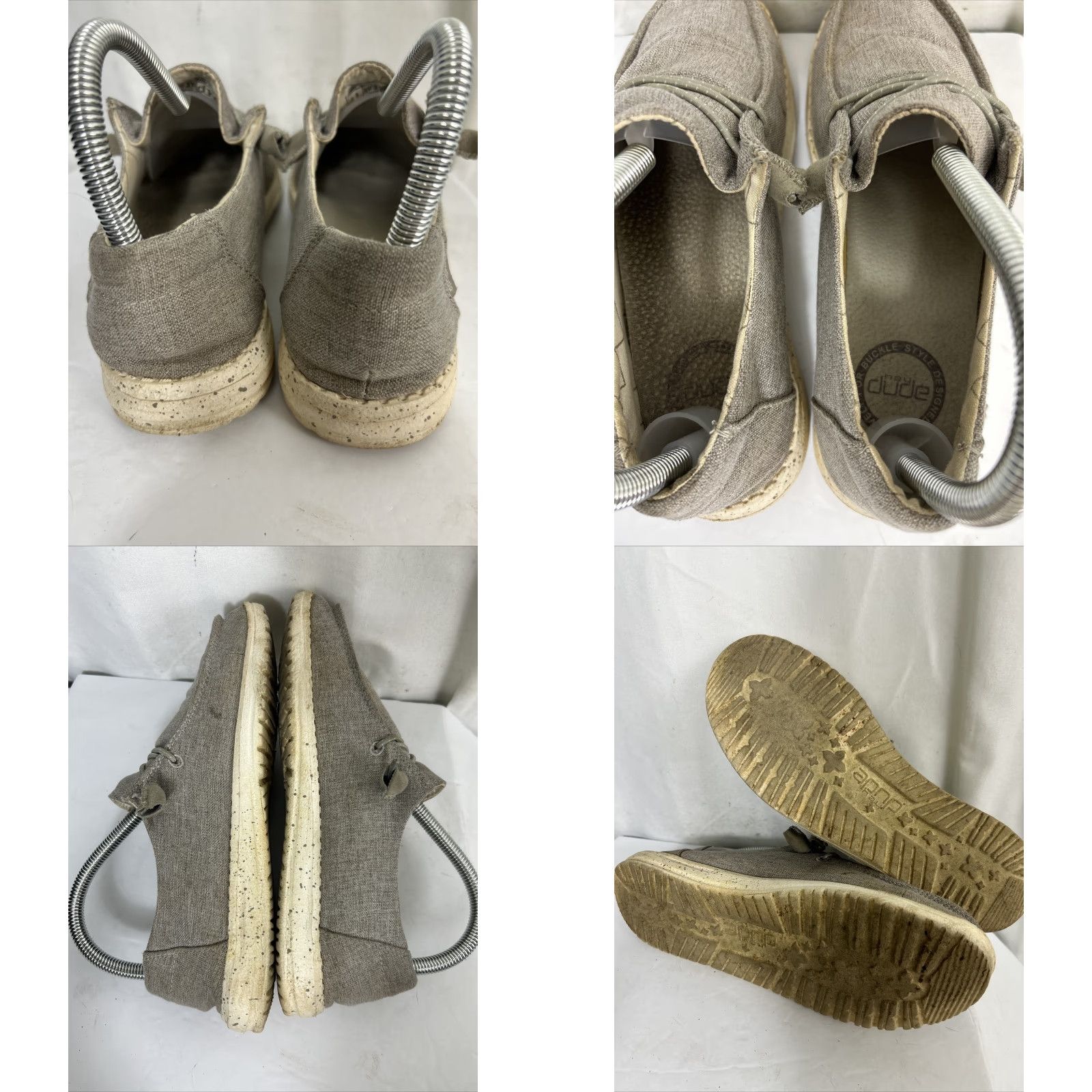Vintage Hey Dude Women Wendy Woven Taupe Loafers Gray Casual Slip On Flat Heel 6 US 4 UK Round Toe Cotton Lining Low Top Women Size US 4 / IT 34 - 8 Thumbnail