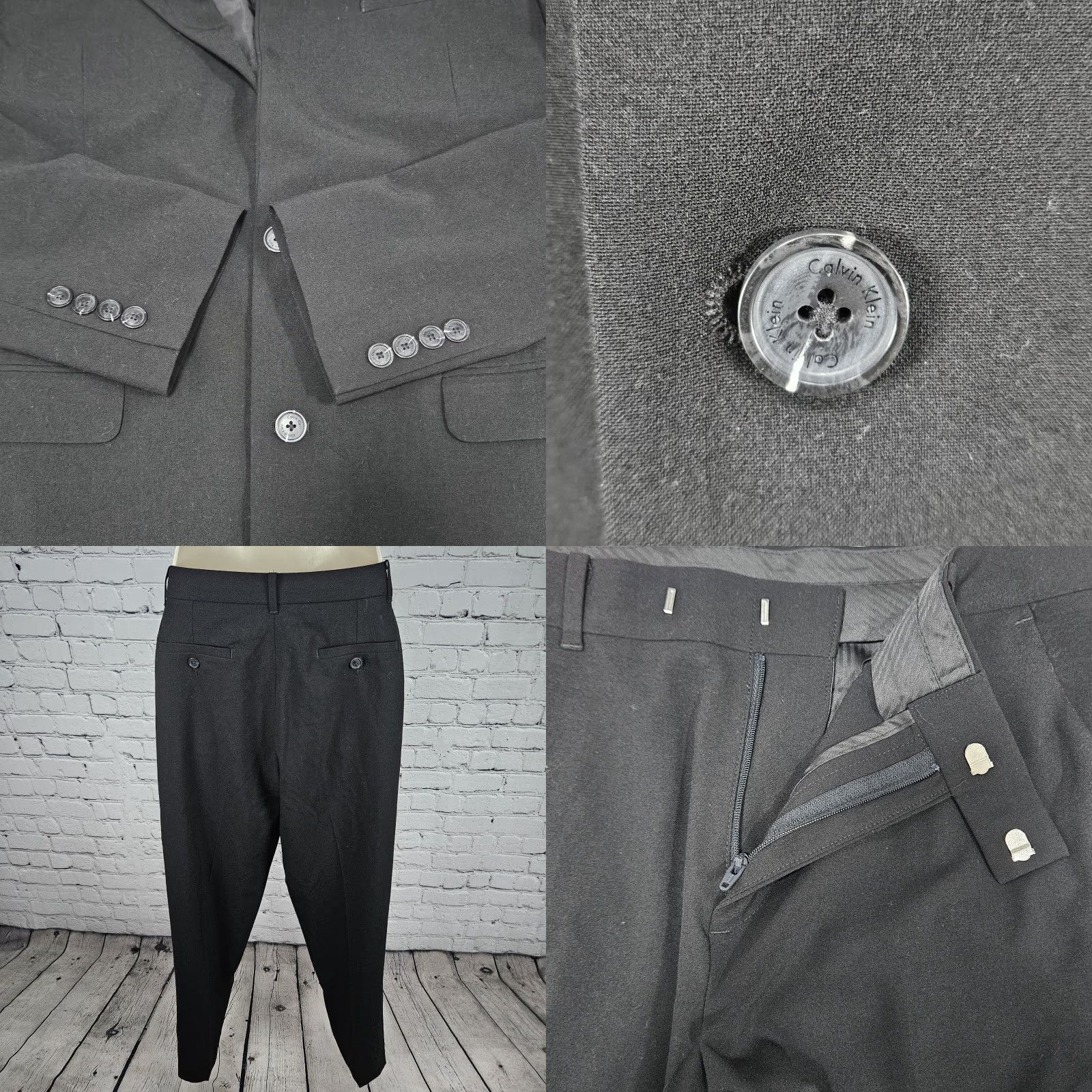 Calvin Klein Calvin Klein Black Full Pant Suit Set 2 Piece 2 Button Notch Blazer 20 Size 42" / US 20 - 9 Thumbnail
