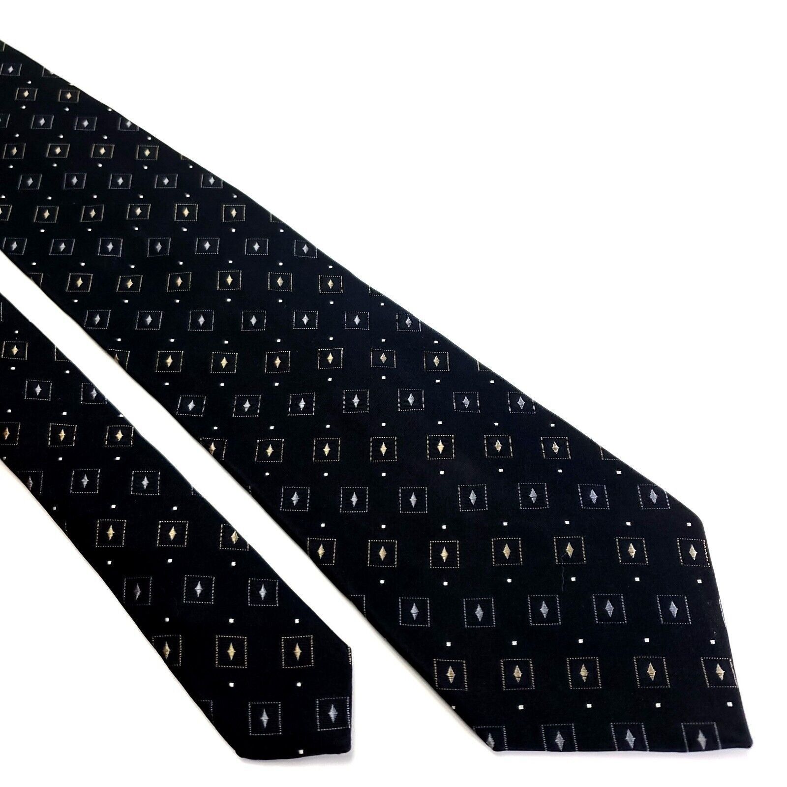 DKNY Dkny Silk Tie Woven Black Geometric Size ONE SIZE - 1 Thumbnail