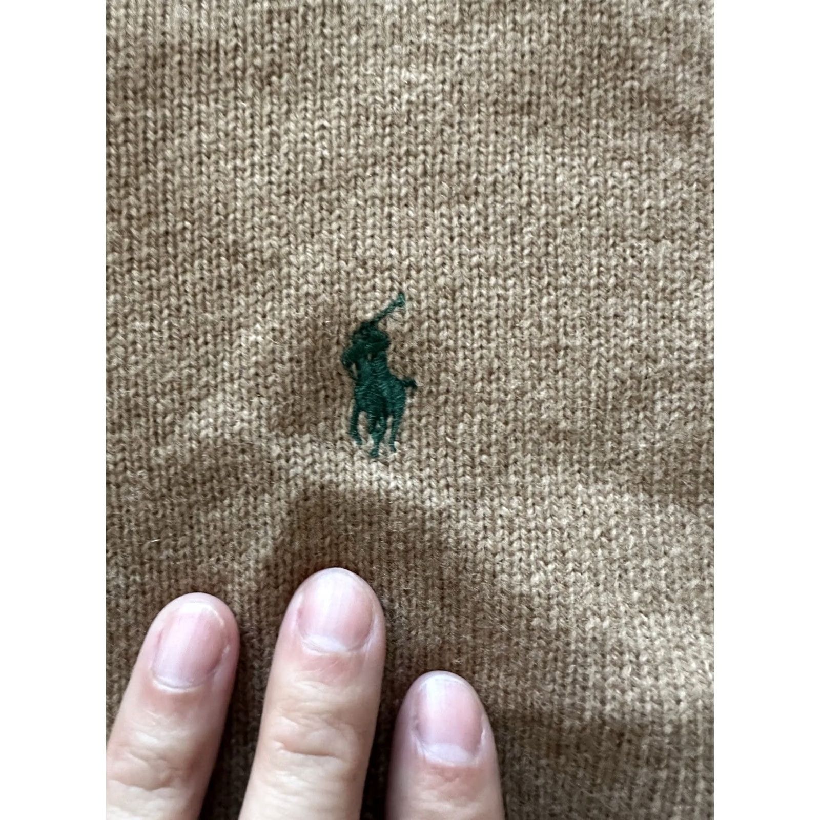 Polo Ralph Lauren VINTAGE Polo Ralph Lauren Sweater 100% Lambs Wool V-Neck Pullover Men M Beige Wool Knit Embroidered Logo Size US M / EU 48-50 / 2 - 2 Thumbnail