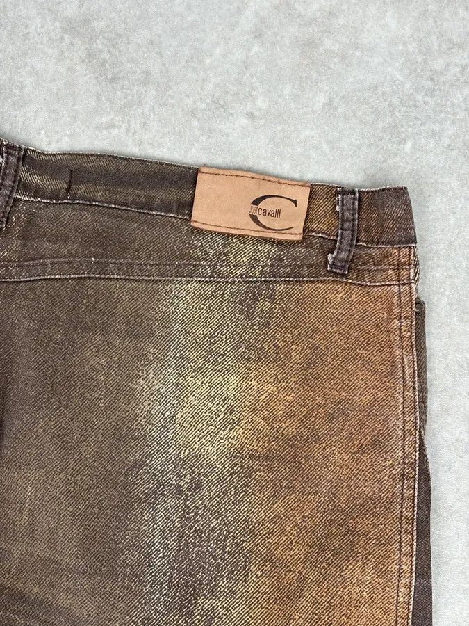 Just Cavalli SS2004 Cavalli Brown Denim Metallic Skirt Size 31" - 8 Thumbnail