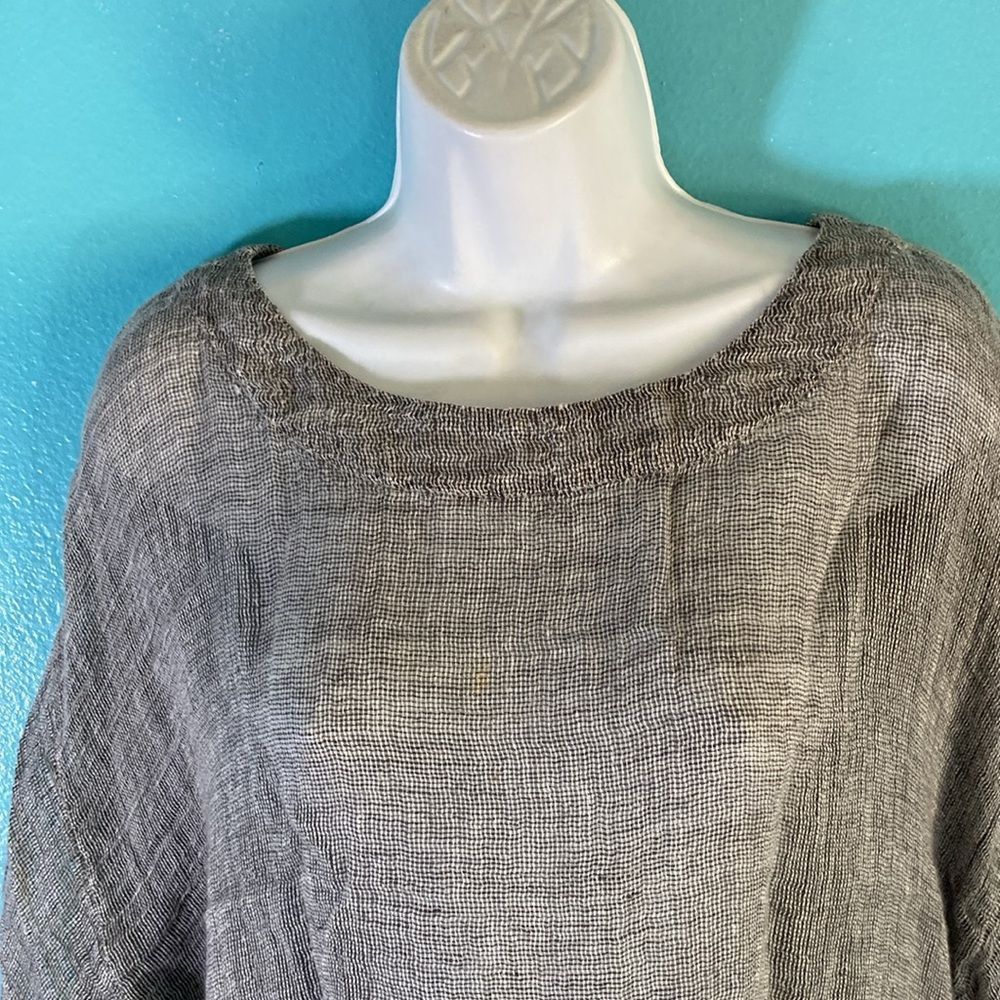 Eileen Fisher J Jill Pure Jill XS Linen Gray Oversized (50" Bust ) Top Sheer Woven 3/4 Sleeve Size S / US 4 / IT 40 - 12 Thumbnail