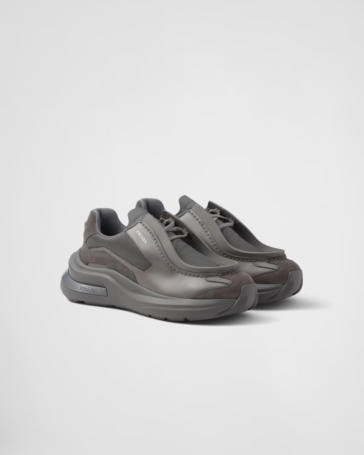 Prada o1mt1gz1024 Systeme Leather Sneakers in Grey Size US 11 / EU 44 - 6 Thumbnail