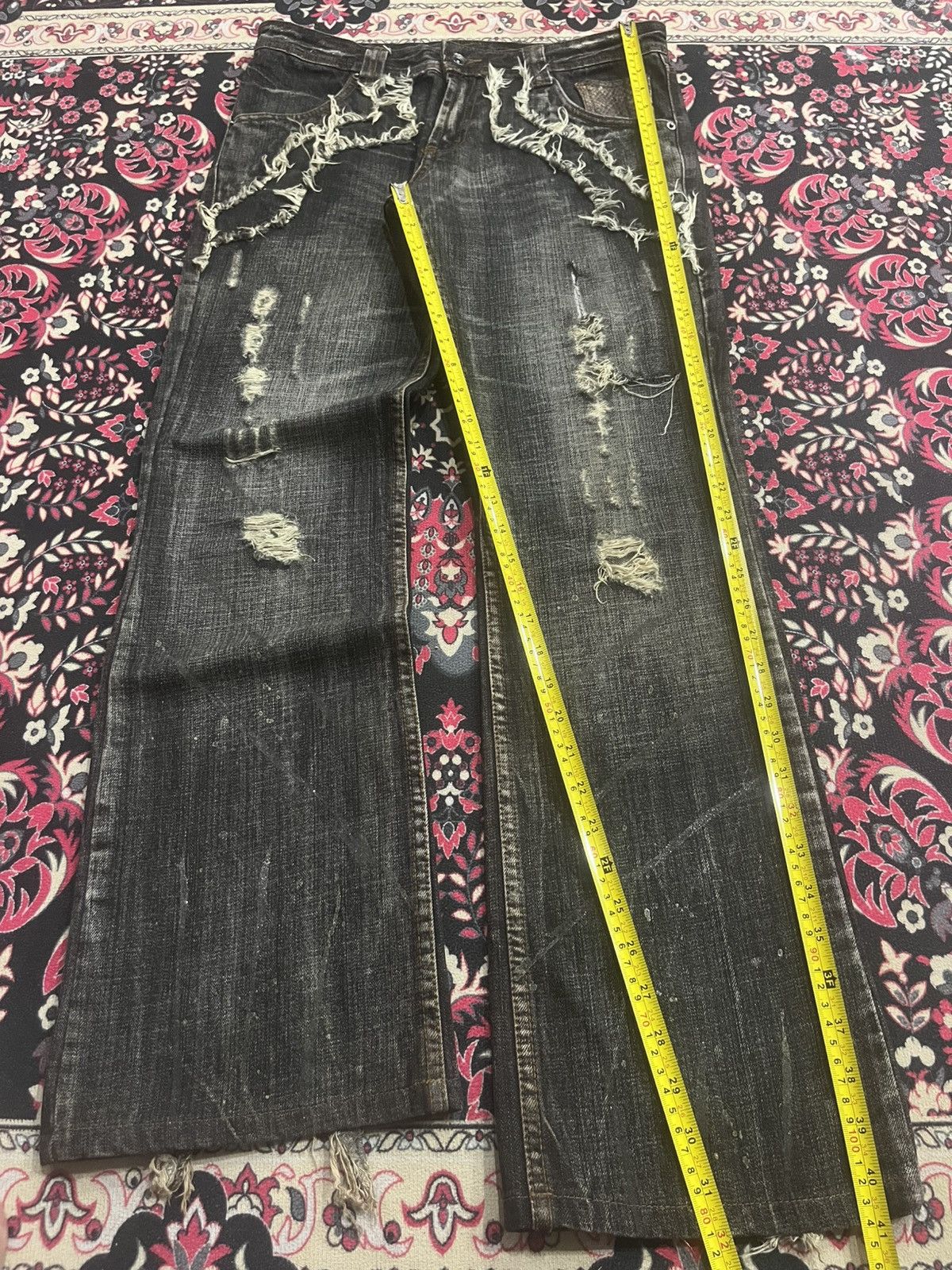 semanticdesign Semantic Design Snakeskin Distressing Fringe Mud Flare Jeans Size US 32 / EU 48 - 14 Thumbnail