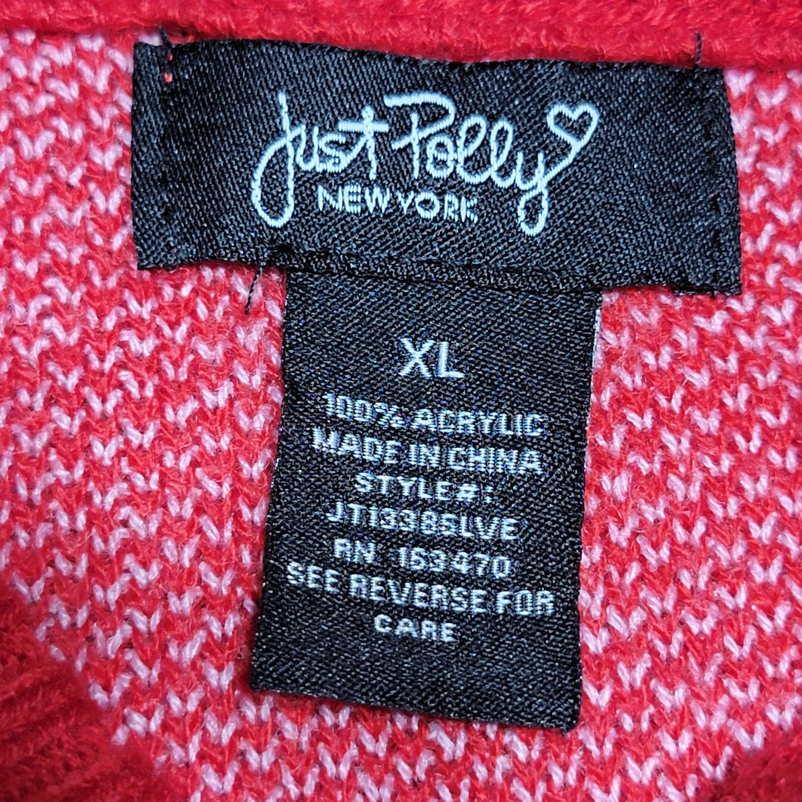 Other Just Polly New York LS Red Knit Sweater "Love" - Size XL Size XL / US 12-14 / IT 48-50 - 3 Thumbnail