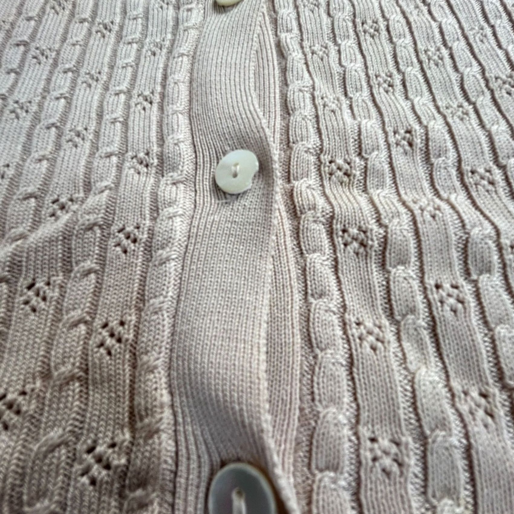 Neiman Marcus Neiman Marcus Womens Beige Cardigan Sweater Large Silk Ribbed Knit Button Front Size L / US 10 / IT 46 - 5 Thumbnail