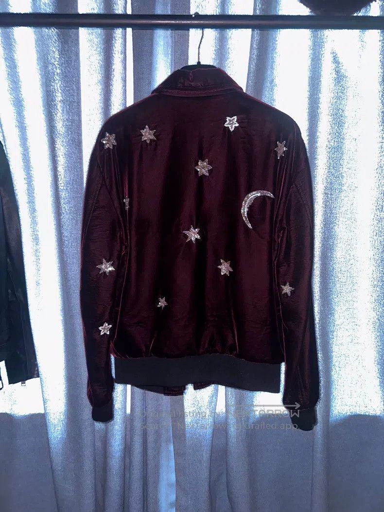 Saint Laurent Paris Saint Laurent Paris Burgundy Velvet Star and Moon Jacket Size US S / EU 44-46 / 1 - 2 Thumbnail