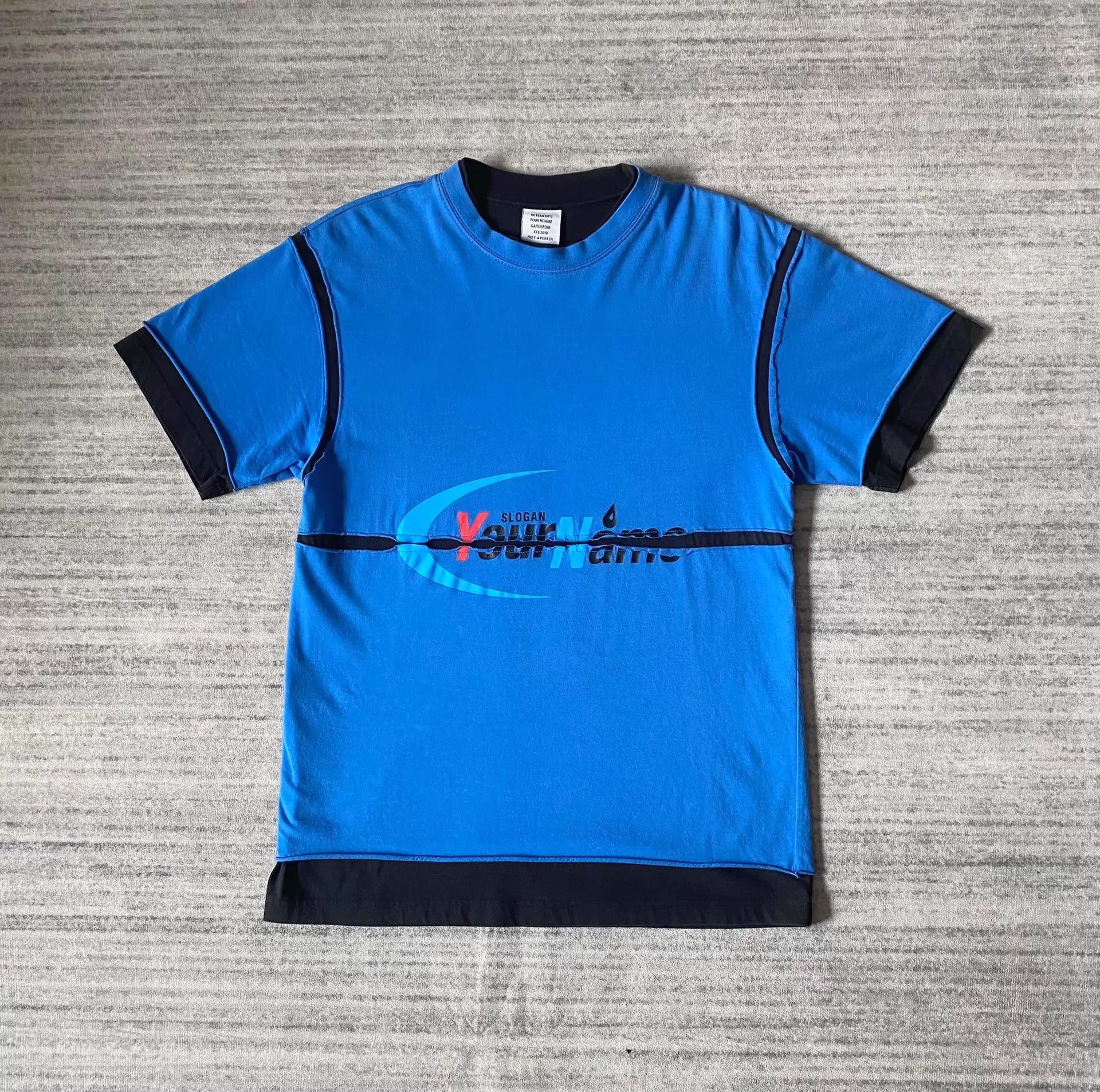 Vetements Vetements 19ss Ripped Black Blue Split 2-Piece T-Shirt XS Size US XS / EU 42 / 0 - 1 Thumbnail