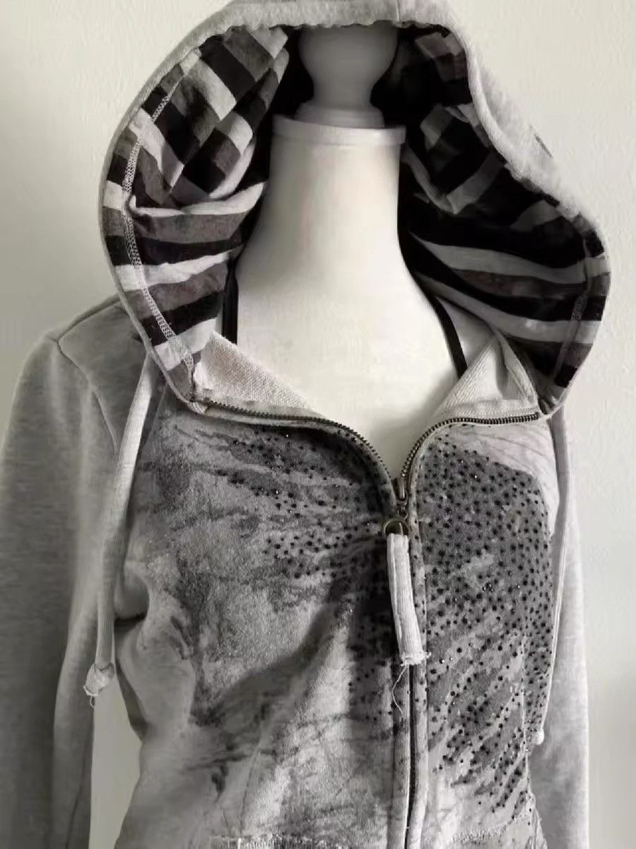Japanese Brand Harajuku Gothic Rhinestone Zipper Hoddie Size XXL / US 16-18 / IT 52-54 - 2 Thumbnail