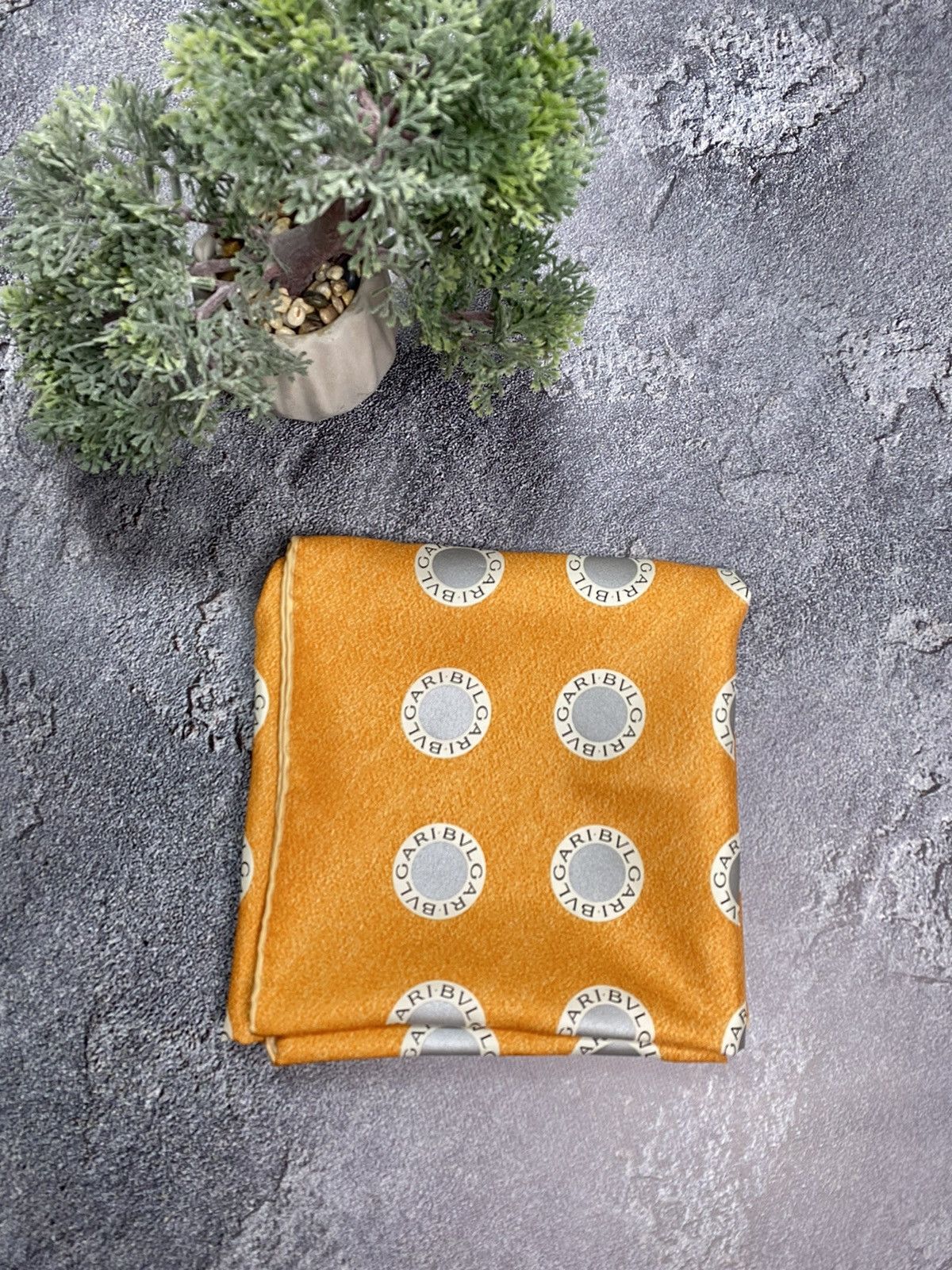 Bvlgari × Vintage Bvlgari vintage monogram silk scarf orange women Rare Size ONE SIZE - 4 Thumbnail
