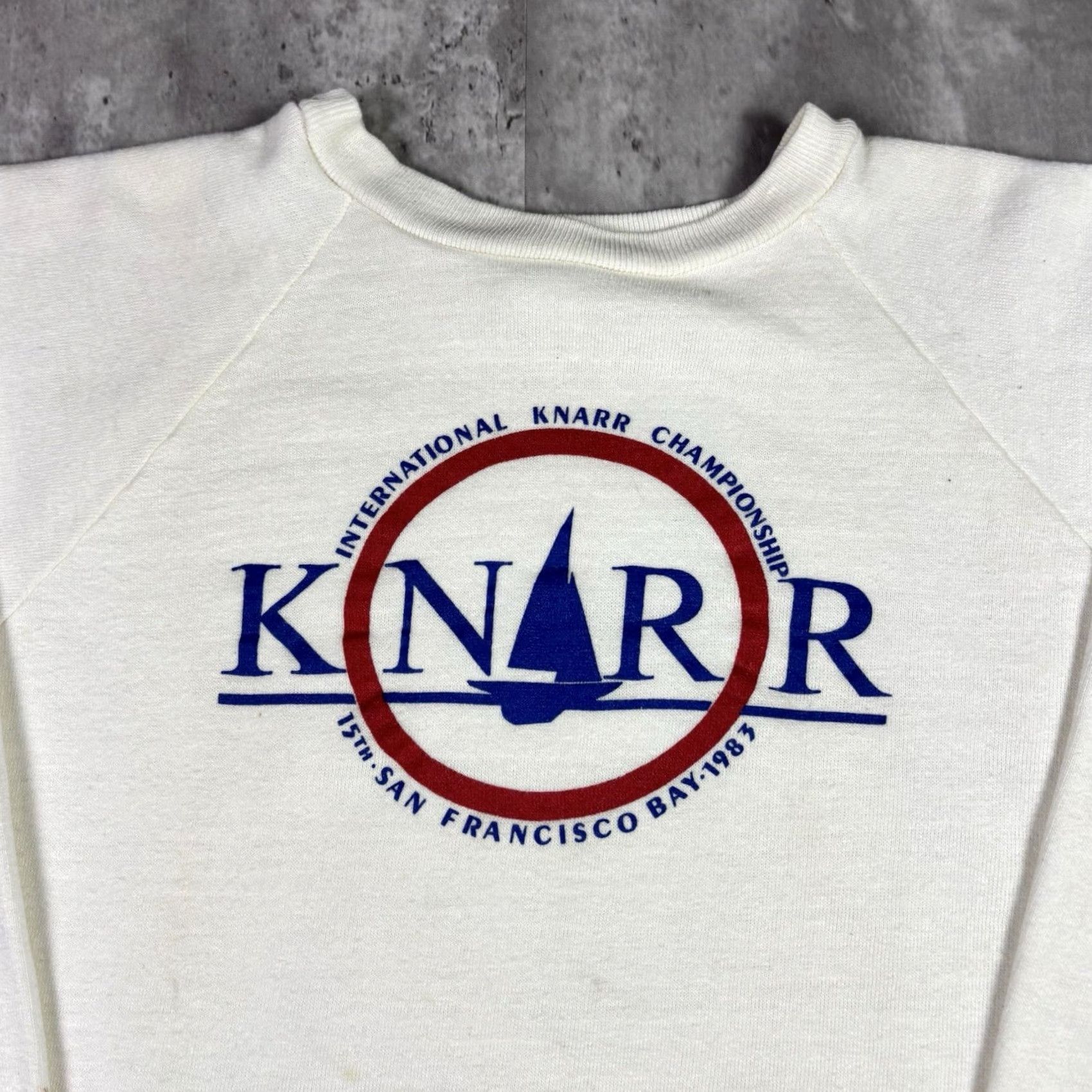 Vintage VINTAGE Knarr Sweatshirt Crewneck Small 80s White Adidas Basketball Soccer Graphic Print Nightvision Logo Pullover Men Size US S / EU 44-46 / 1 - 7 Thumbnail