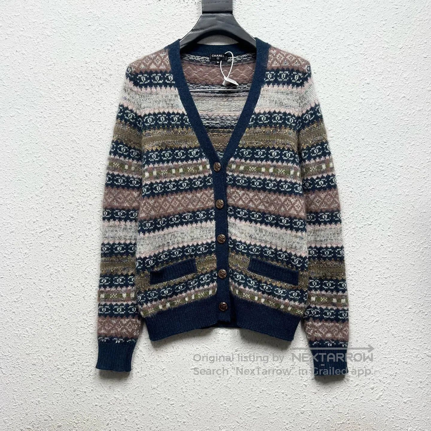 Chanel Chanel size36 Roman-style full-print striped logo cashmere Size S / US 4 / IT 40 - 1 Thumbnail