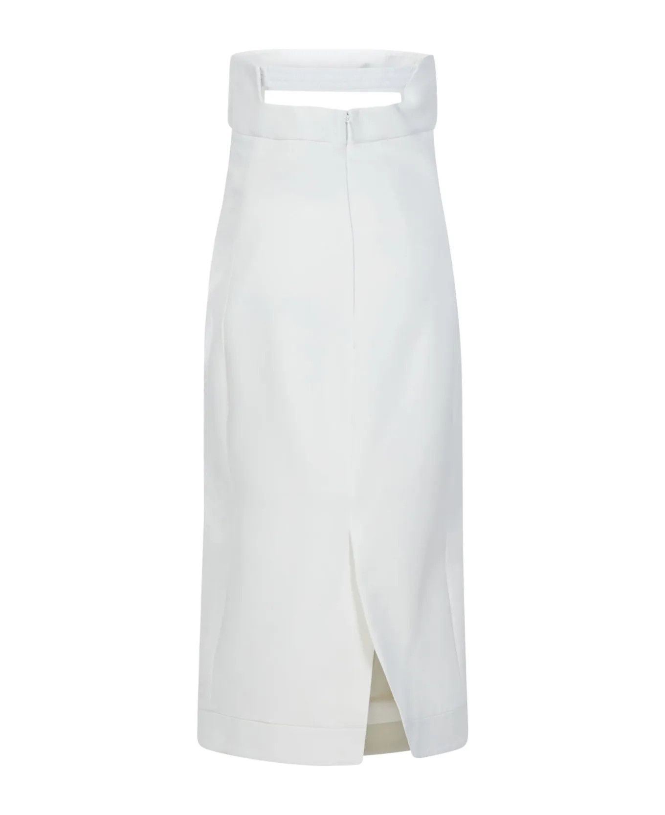 Saint Laurent Paris o1tp1o1224 Cut Out Midi Dress In Satin Crepe in White Size L / US 10 / IT 46 - 2 Thumbnail