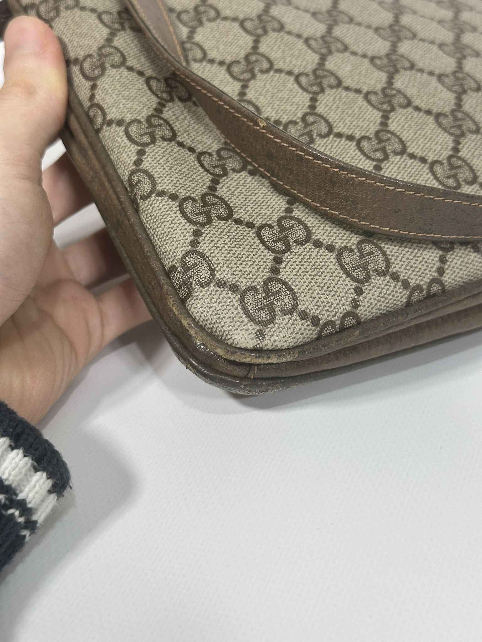 Gucci Gucci Vintage Handbag GG Monogram Beige Brown Leather Size ONE SIZE - 22 Thumbnail
