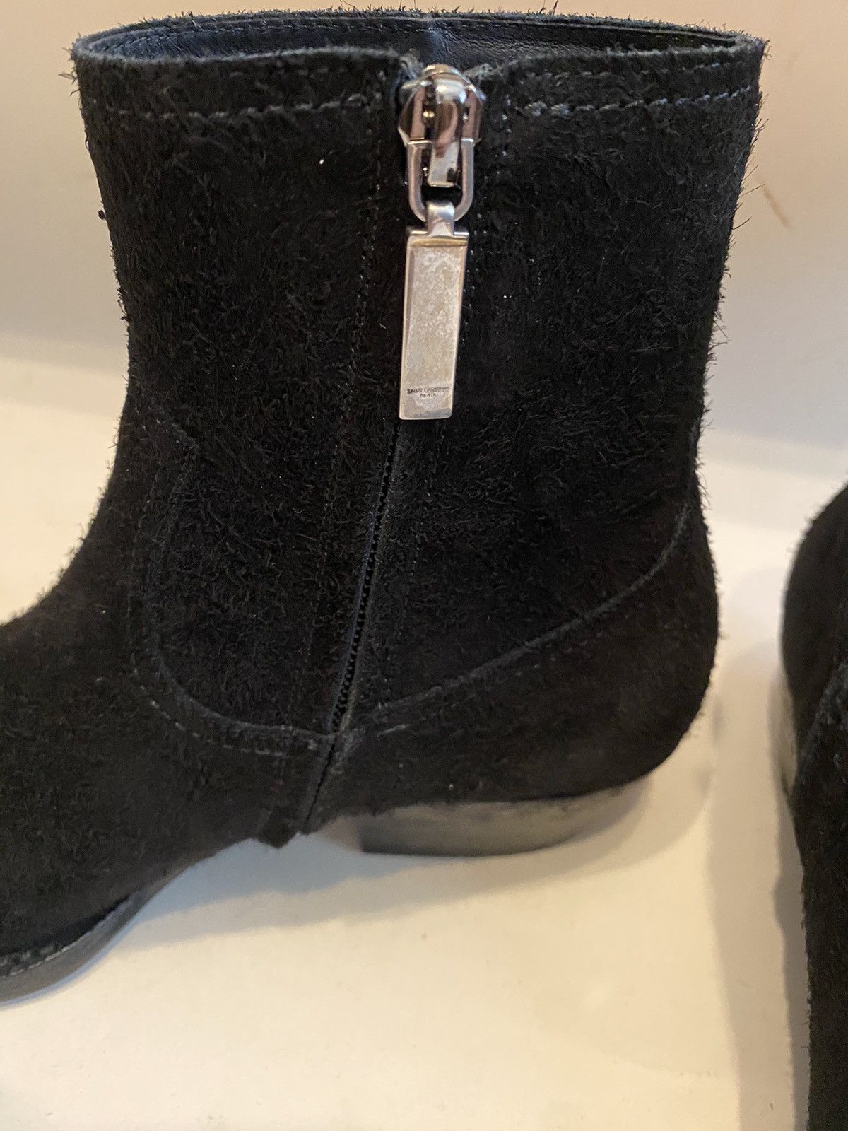 Anthony Vaccarello × Saint Laurent Paris × Yves Saint Laurent 🚬 [BIG SALE] Saint Laurent suede black biker boots Size US 7 / IT 37 - 5 Thumbnail
