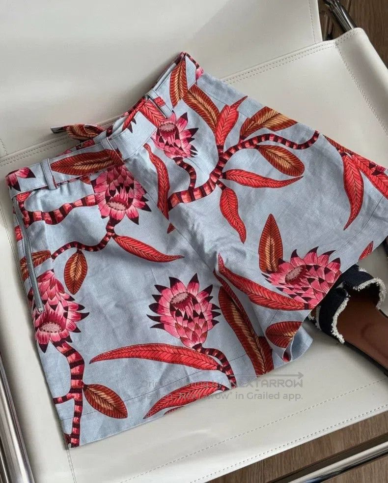Hermes Hermes Linen Floral Patterned Shorts Size 42" / US 20 - 5 Thumbnail