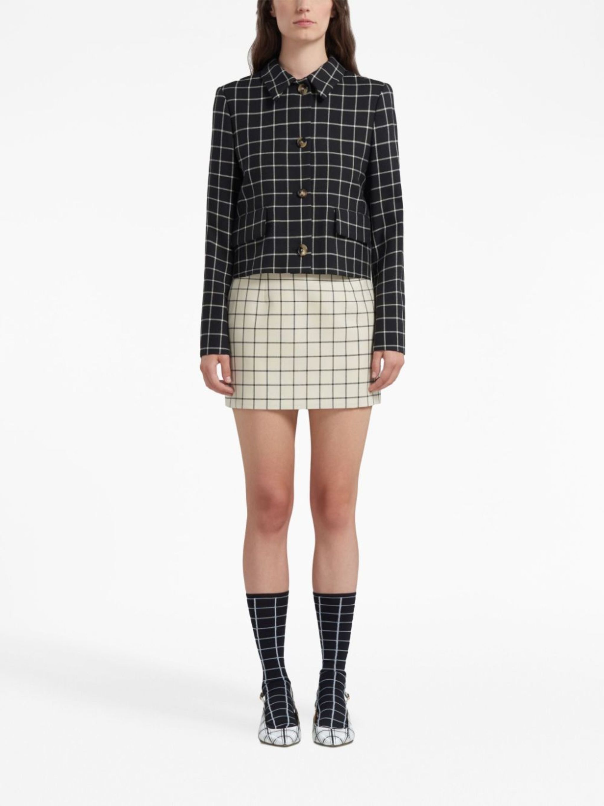 Marni o1w1db10824 Checked Jacket in Black White Size M / US 6-8 / IT 42-44 - 2 Thumbnail