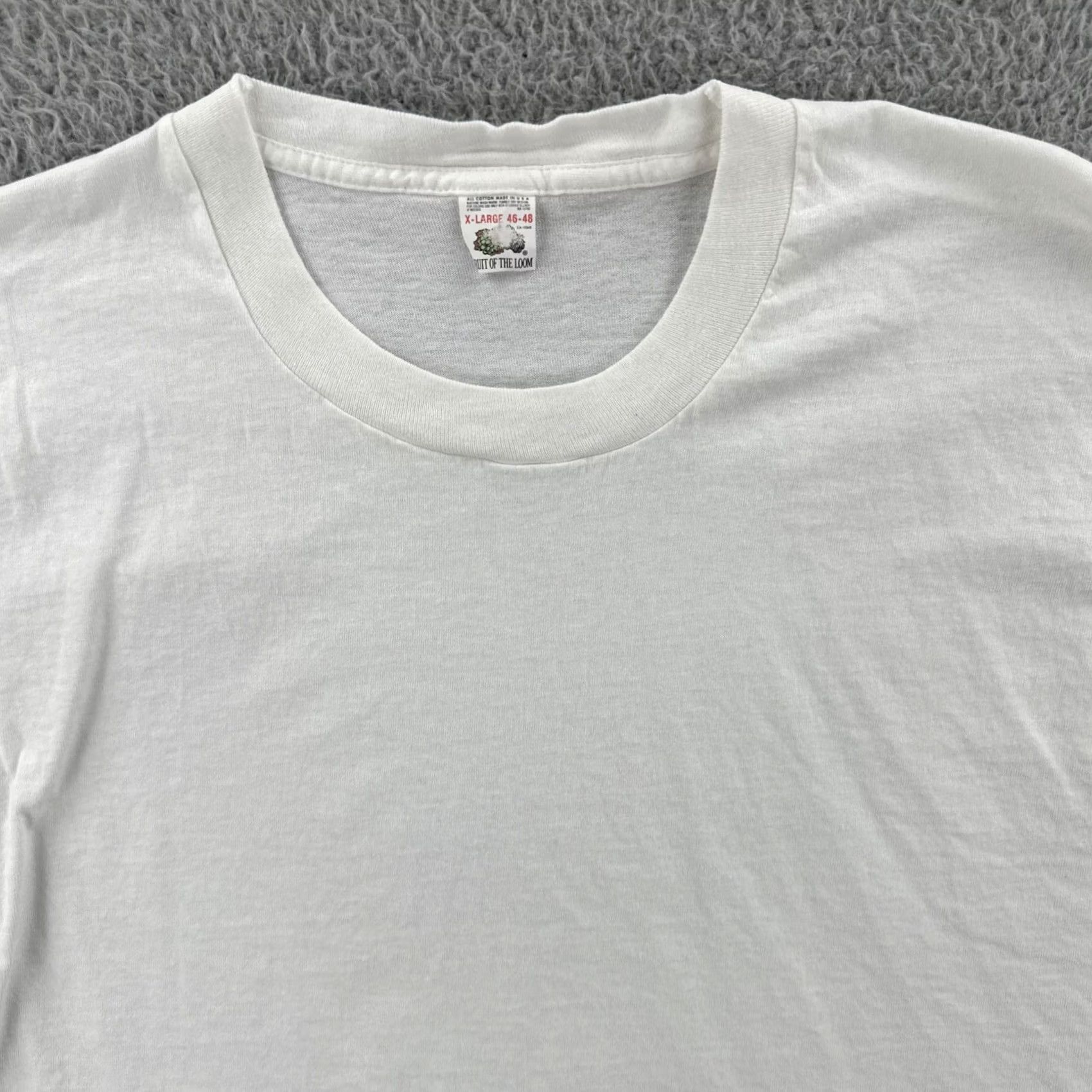 Fruit Of The Loom VINTAGE Fruit of the Loom T-Shirt Mens XL Solid White Short Sleeve USA Made EUC Size US XL / EU 56 / 4 - 5 Thumbnail