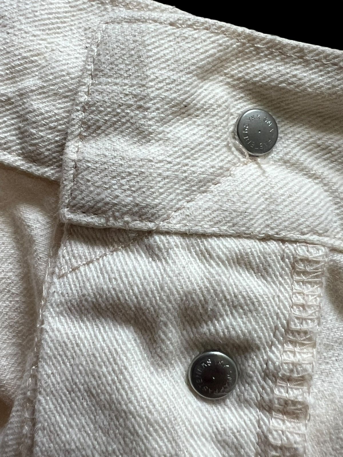 Evisu 2000s Evisu Daicock Single Pocket Off White Jeans Size US 33 - 12 Thumbnail