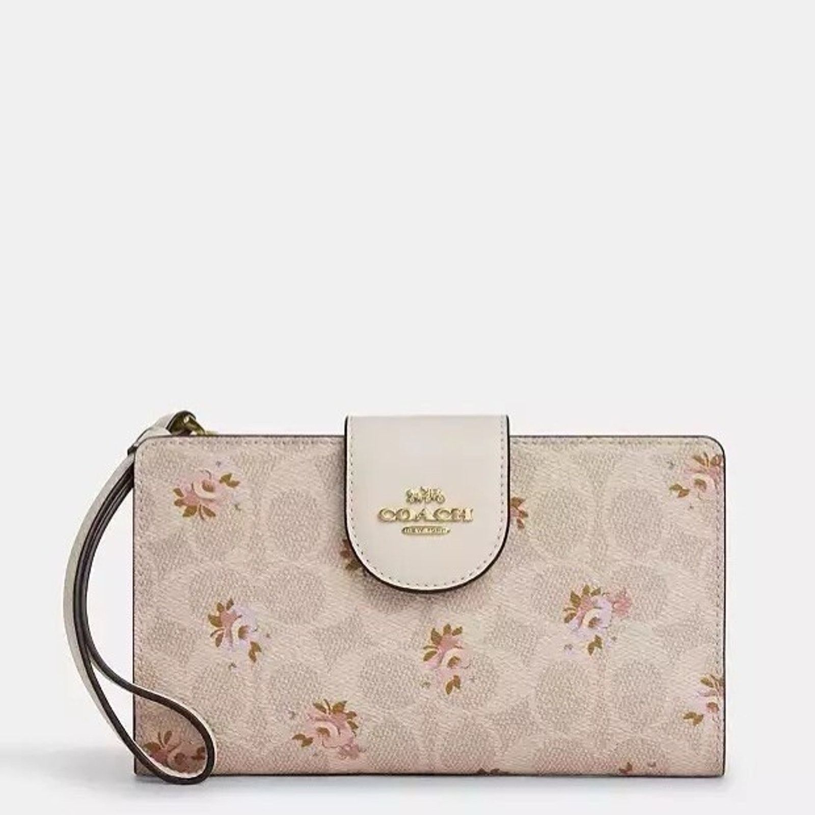 Coach NWT Coach Phone Tech Wallet Floral Print CAR11 Gold/Sand Size ONE SIZE - 7 Thumbnail