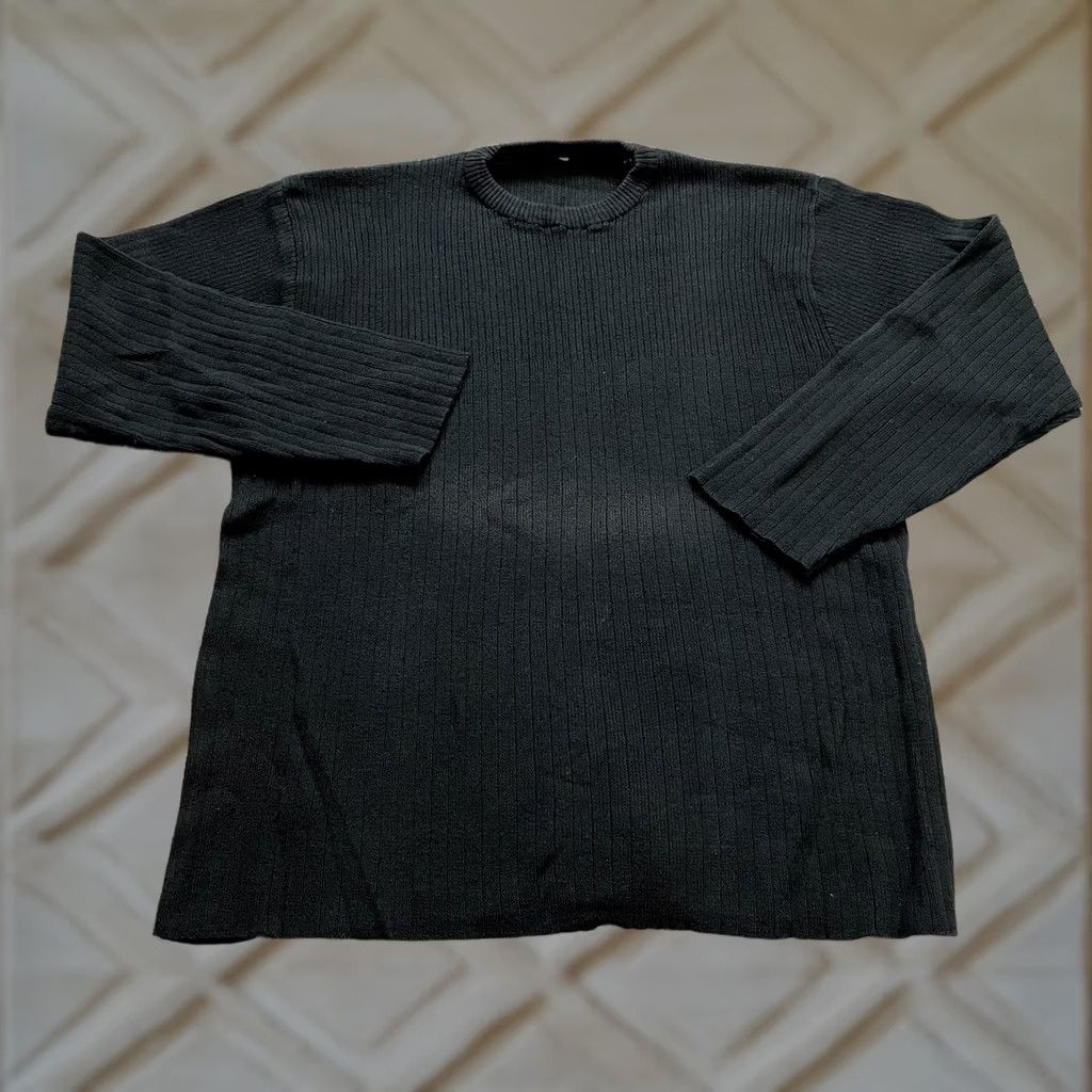 Vintage VINTAGE Unbranded Sweater Womens Large Black Crew Neck Ribbed Pullover Sweatshirt Ladies Size L / US 10 / IT 46 - 1 Thumbnail