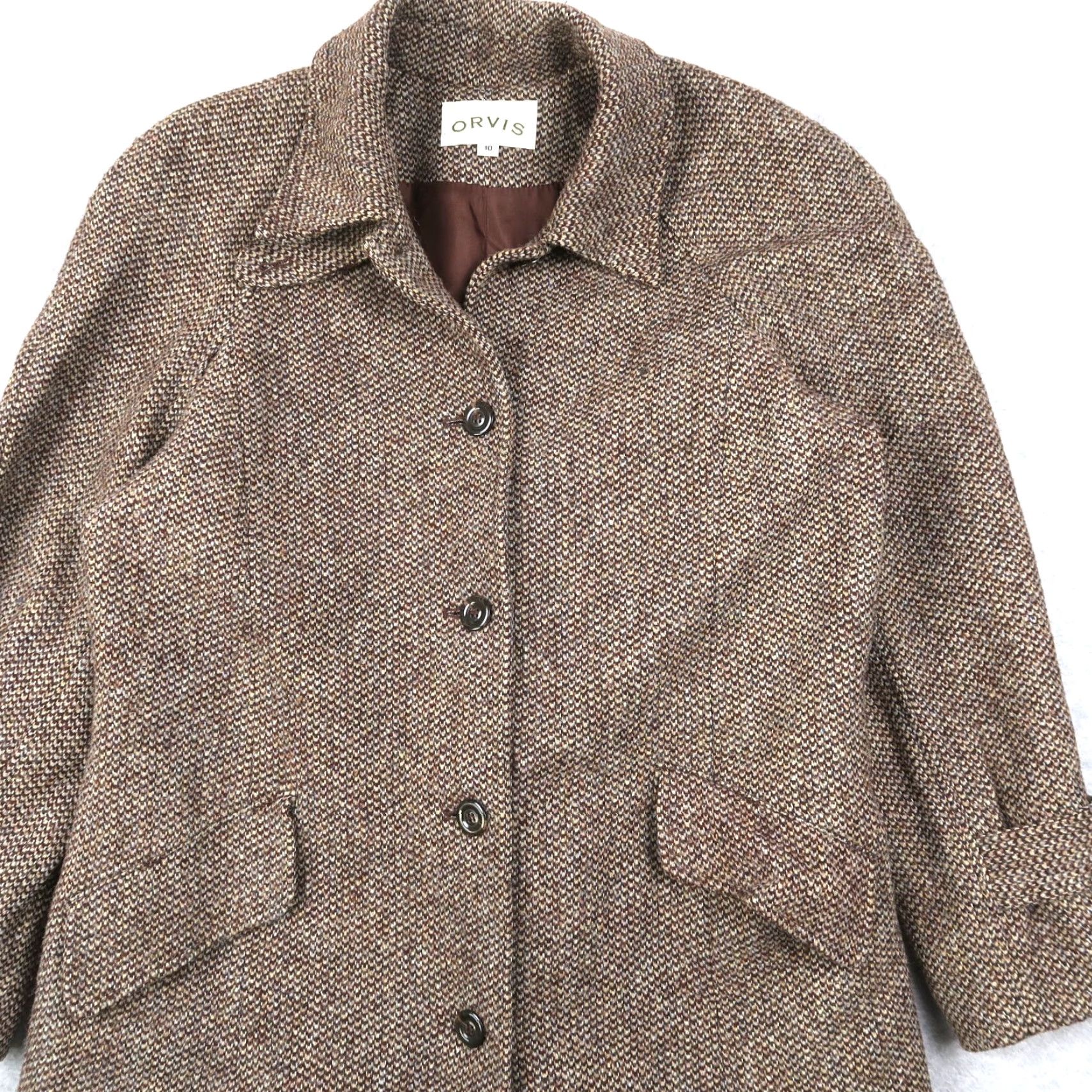 Orvis VINTAGE Orvis Women’s Harris Tweed Peacoat Trench Coat Long Jacket Belted Sz 10 Brown Wool Coat Womens 90s Size L / US 10 / IT 46 - 3 Thumbnail