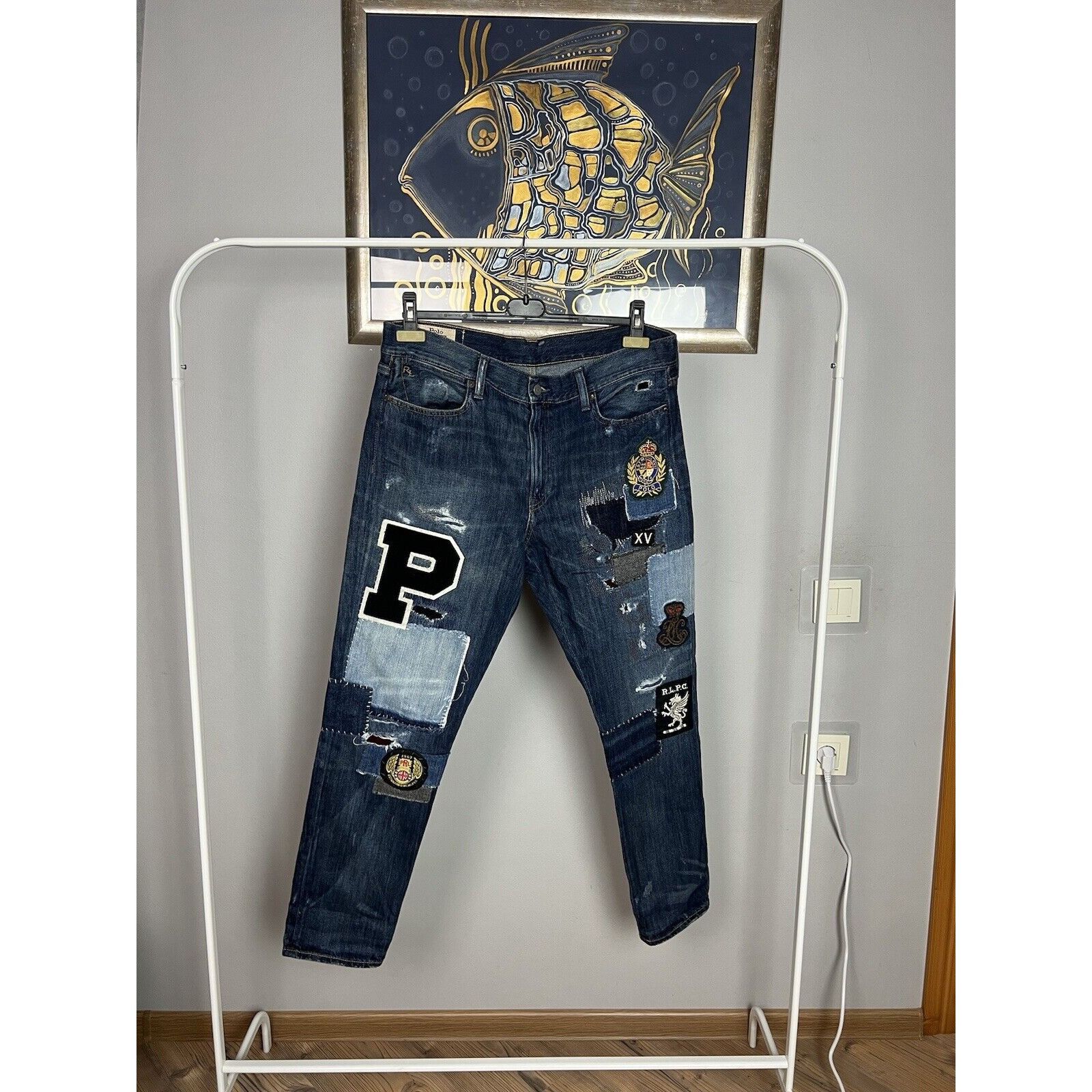 Polo Ralph Lauren Polo Ralph Lauren Dungarees Patchwork Blue Distressed Denim Size US 29 - 9 Thumbnail