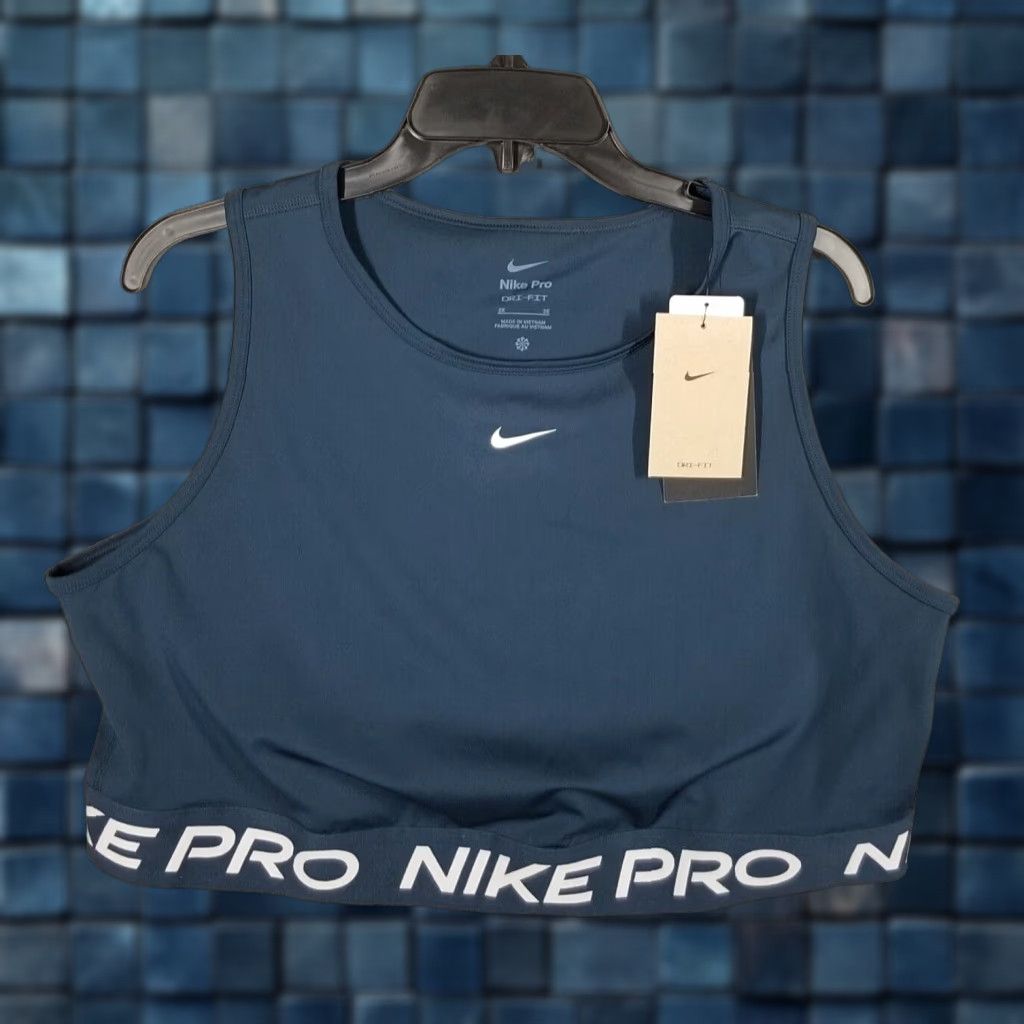 Nike Nike Pro Tank Women 2X Cropped Sleeveless Athletic Top Dri-FIT Armory Blue Plus Size Size XXL / US 16-18 / IT 52-54 - 1 Thumbnail