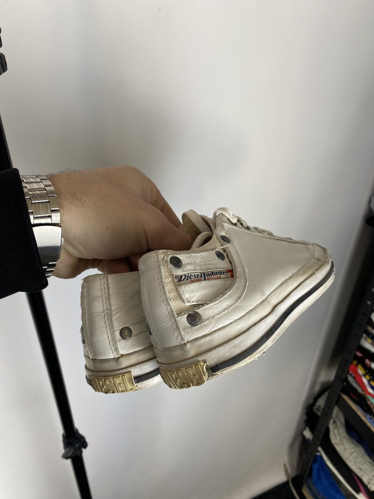Diesel × Vintage 🔥Diesel Avant Garde White Leather Punk Sneakers 9/40 size Size US 9 / EU 42 - 2 Thumbnail