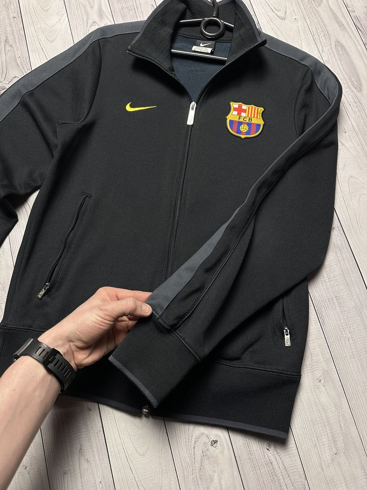 Nike × Vintage Vintage Nike Barcelona soccer jacket size S logo black Size US S / EU 44-46 / 1 - 5 Thumbnail