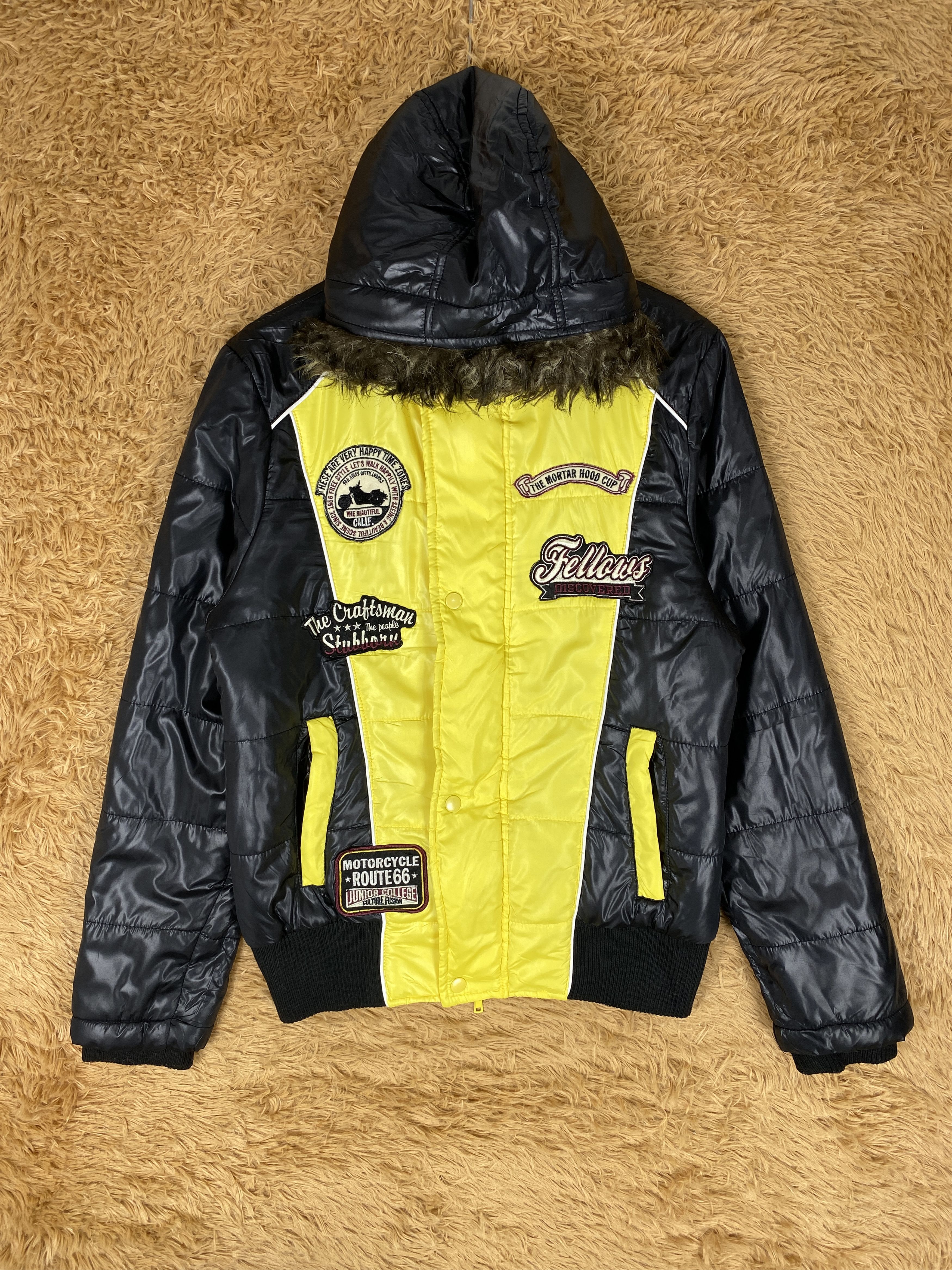 image of Vintage Cornflake Many Patches Puffer Jacket, Men's (Size Small)