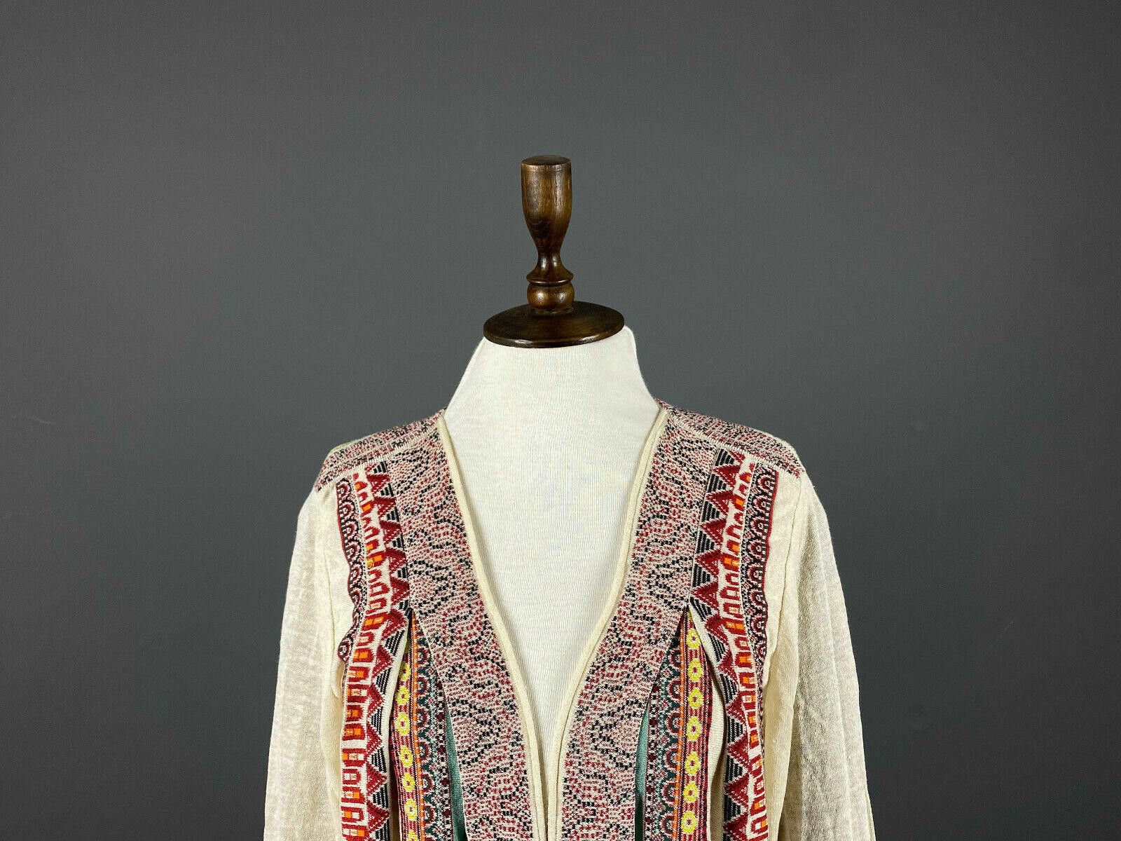 Designer Ladies IVKO Multicoloured V-Neck Linen Cardigan Size 40 Size M / US 6-8 / IT 42-44 - 2 Thumbnail