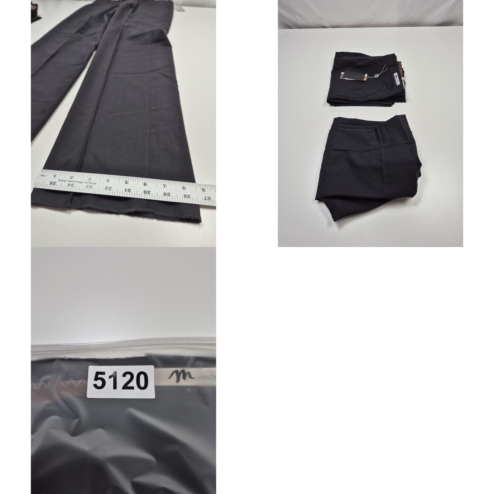 Vintage Montefino Mondo Wool Pants Mens 36 Black Super 120's Flat Front Unhemmed NWT Suit Pants 36W Regular Straight Size 36R - 9 Thumbnail
