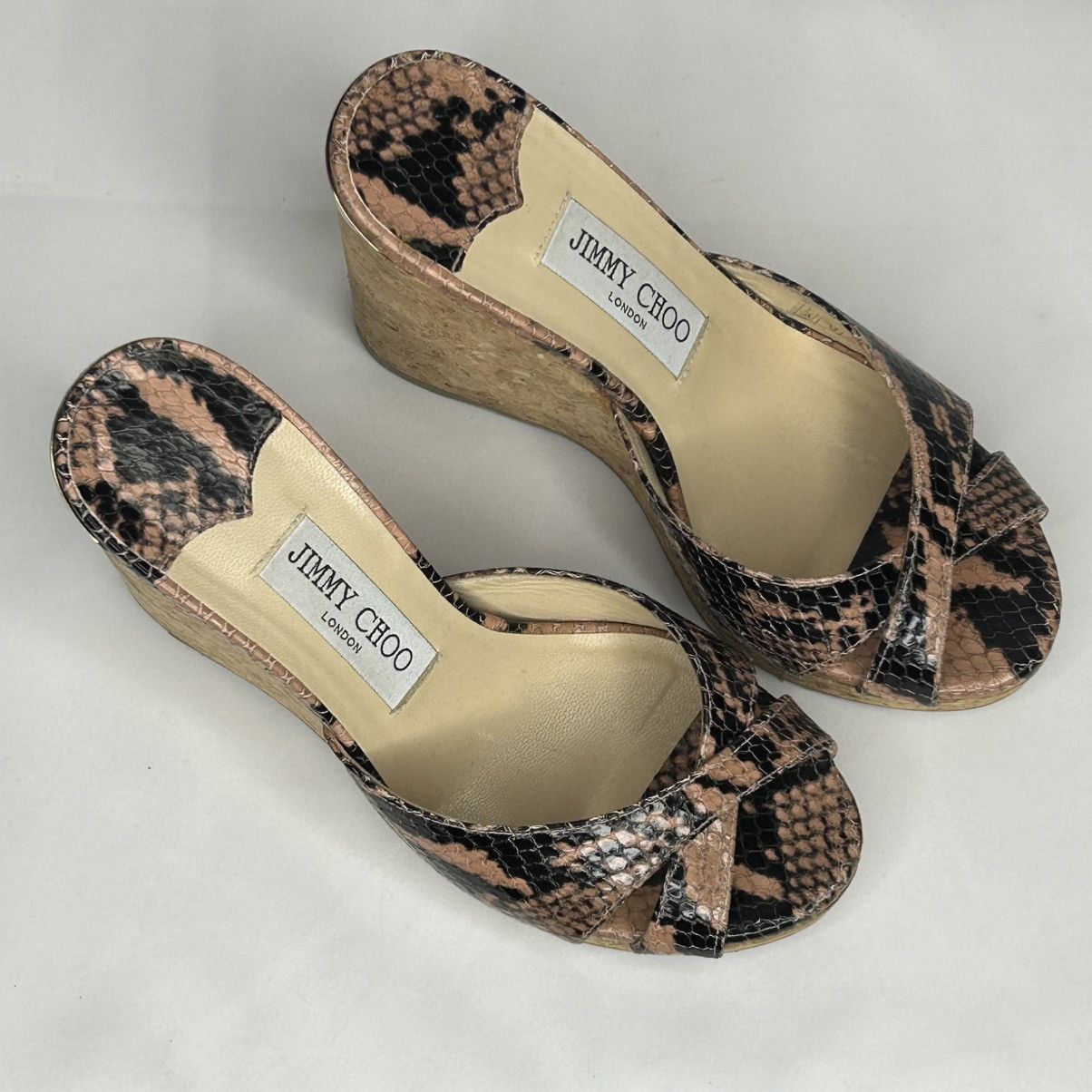 Jimmy Choo Jimmy Choo Almer 80 Snake-Effect Leather Sandals, 37 1/2 Size US 7.5 / IT 37.5 - 5 Thumbnail